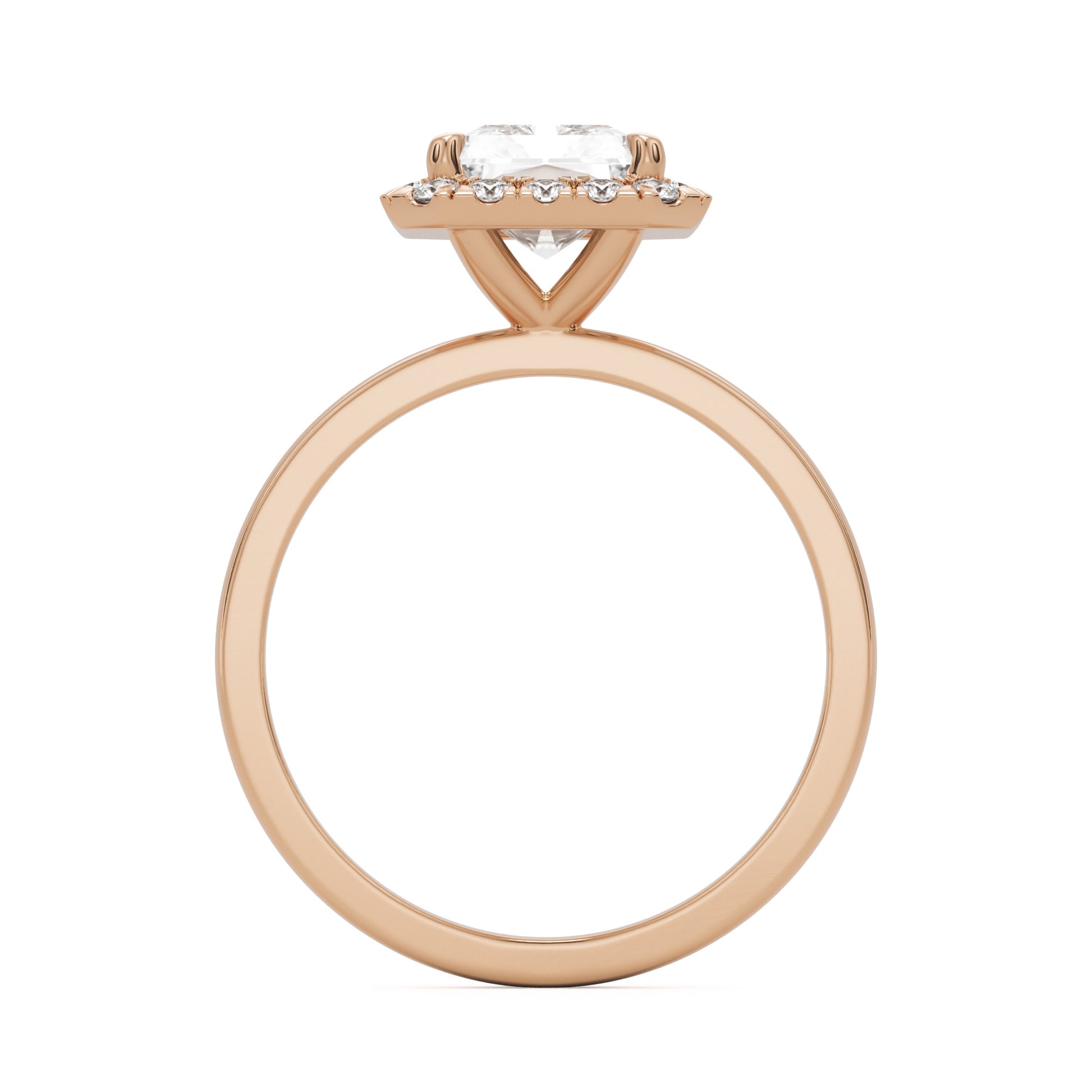 radiant moissanite halo 14k rose gold