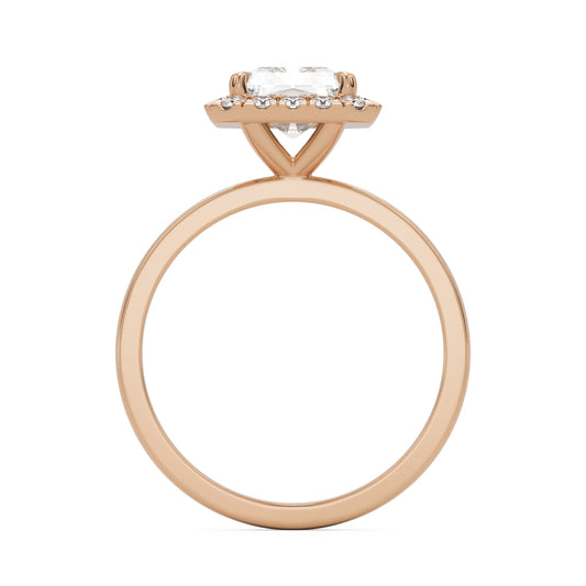radiant moissanite halo 14k rose gold
