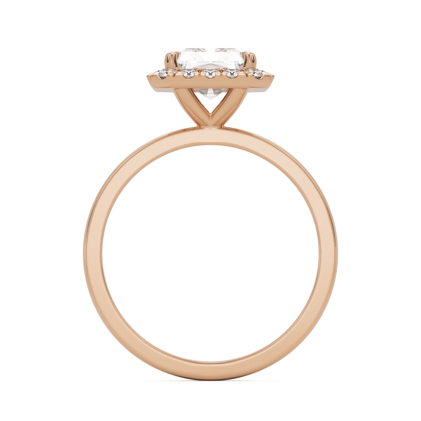 radiant moissanite halo 14k rose gold