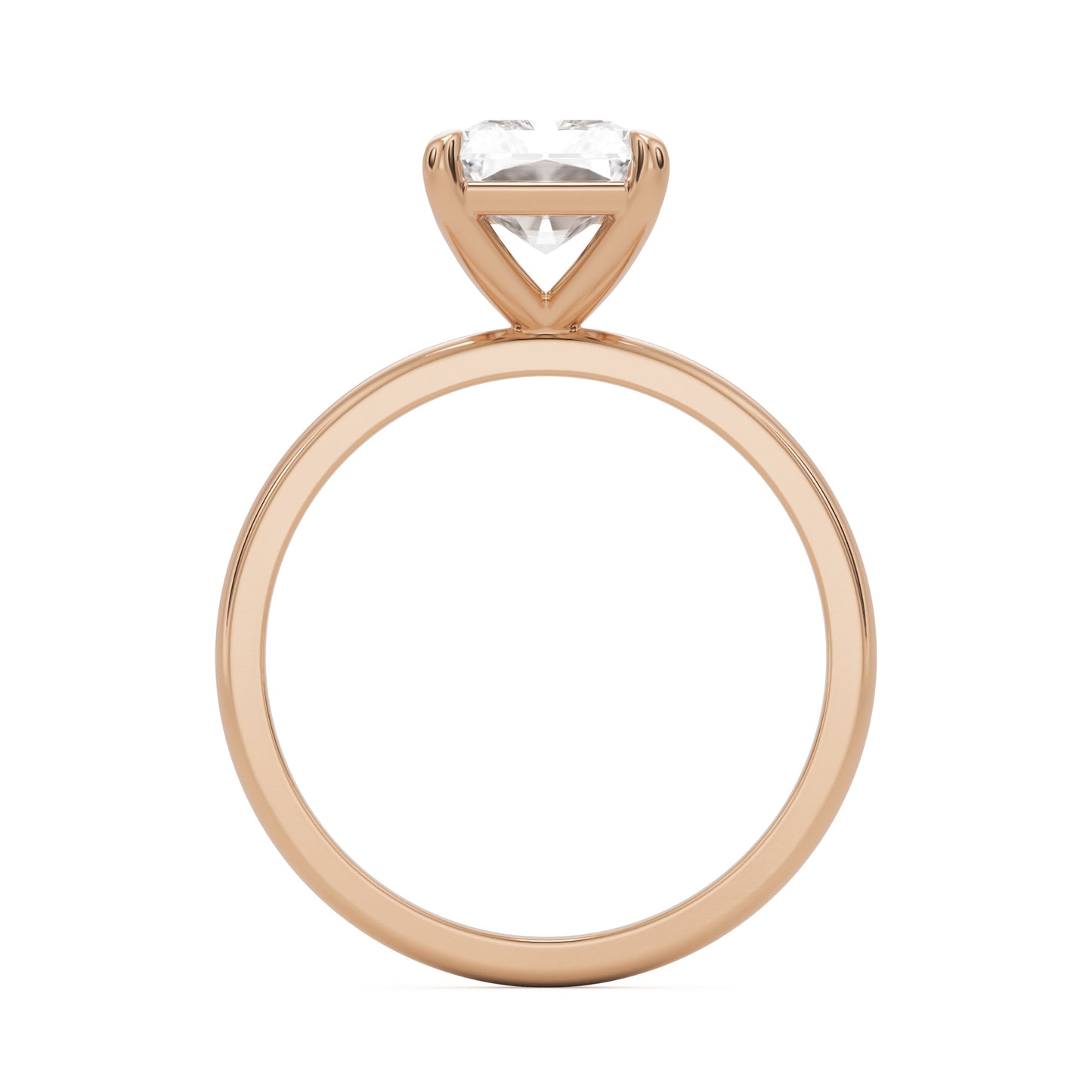 radiant moissanite plain 14k rose gold
