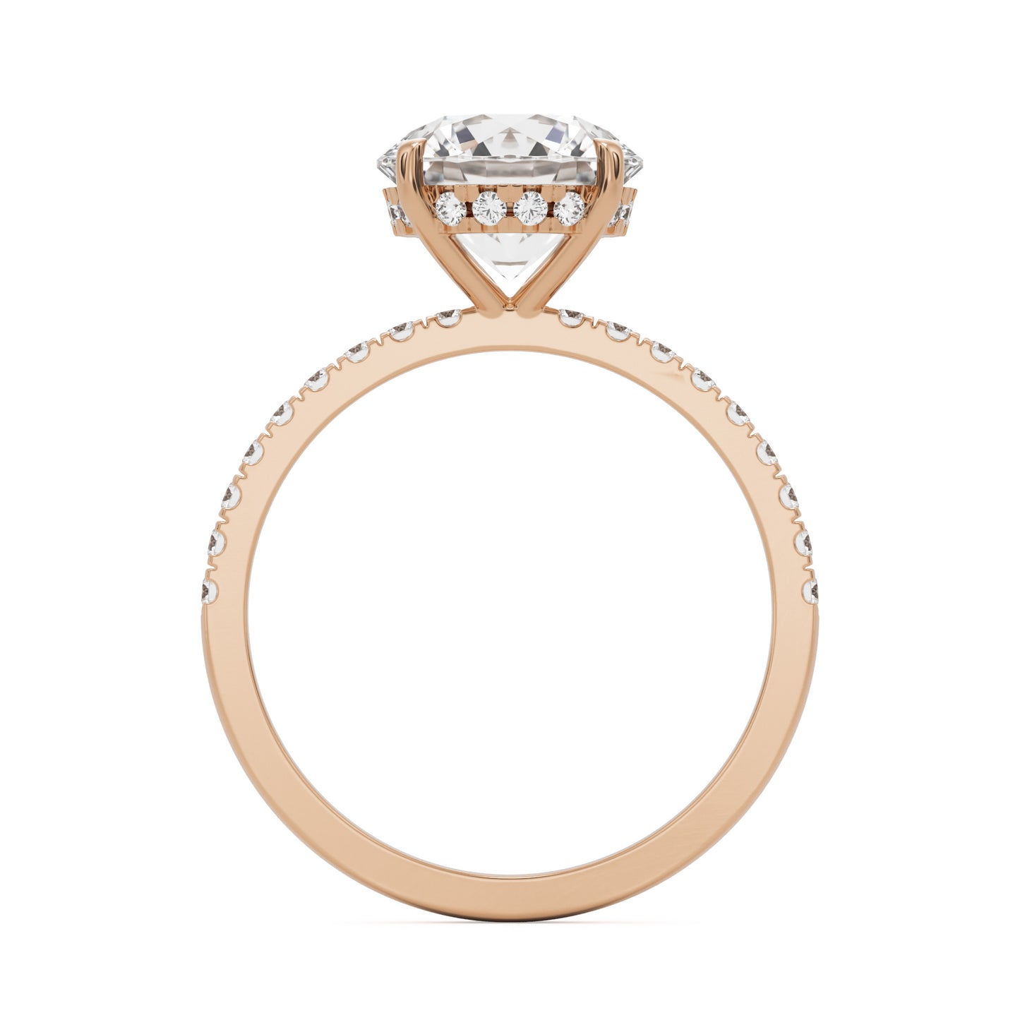round solitaire hidden halo 14K rose gold