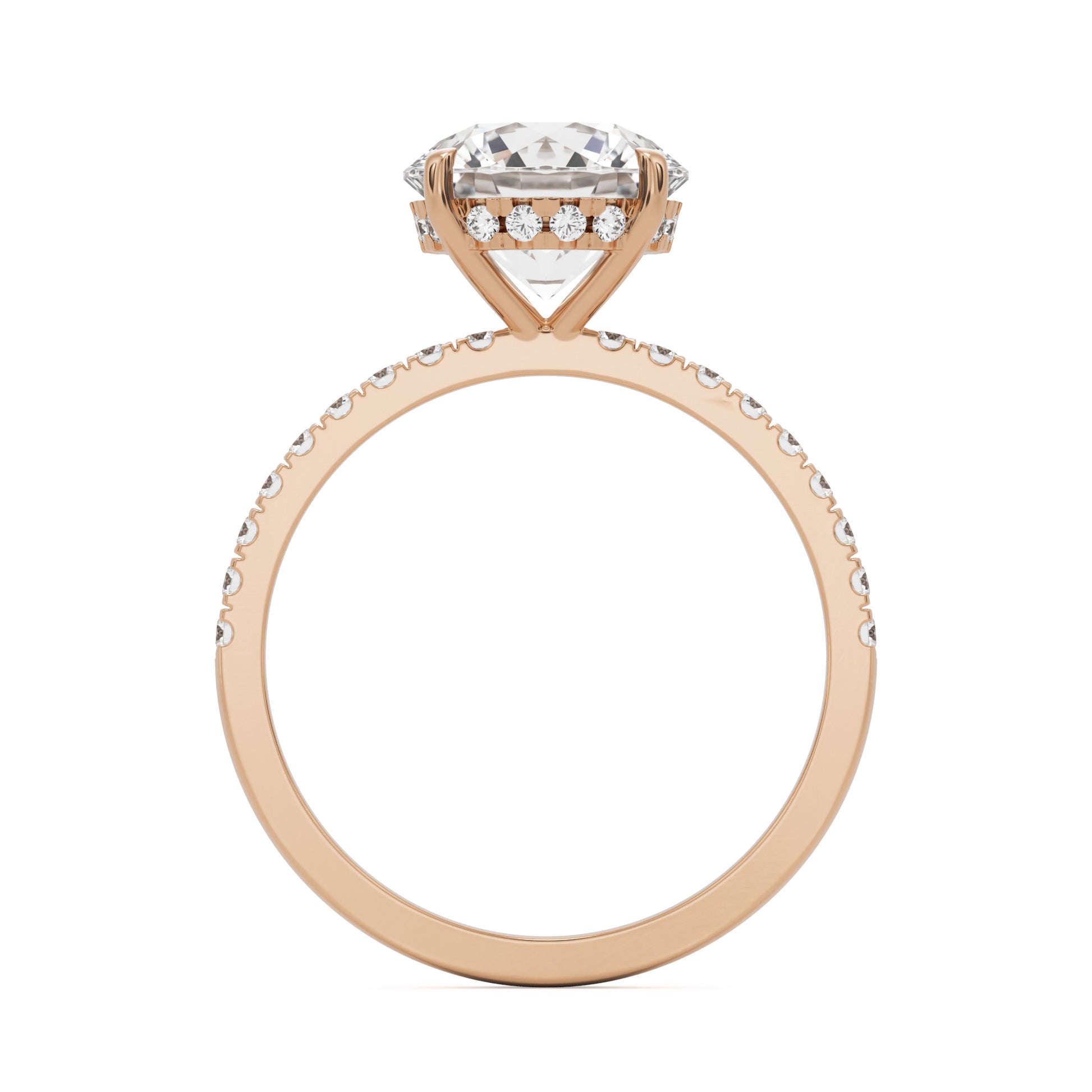 round solitaire hidden halo 14K rose gold