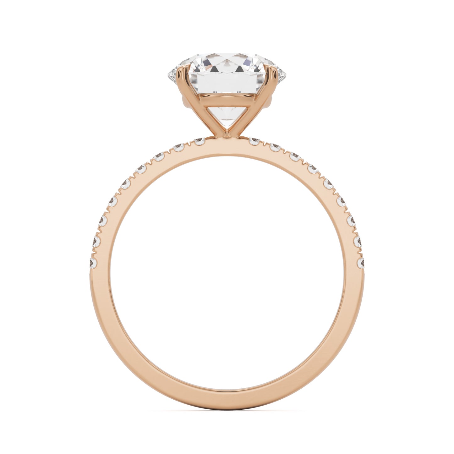 round solitaire pavé 14k rose gold