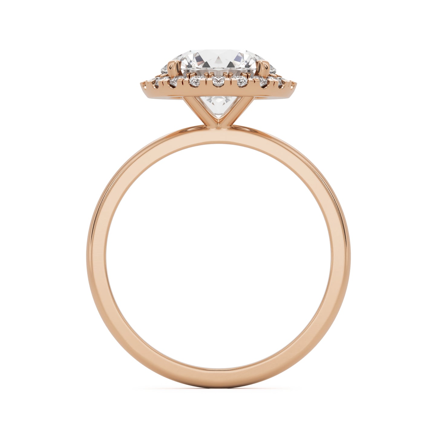 round solitaire halo 14K rose gold