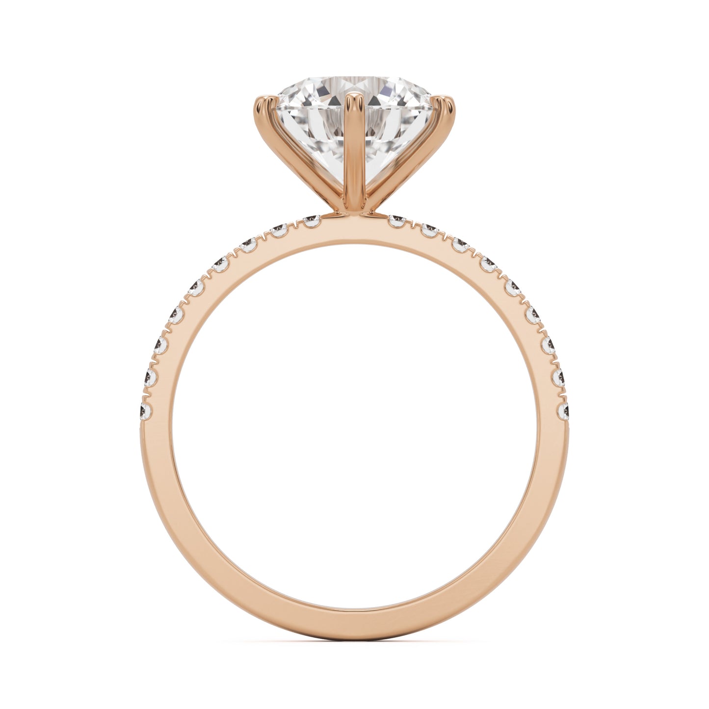 round solitaire pavé 14k rose gold