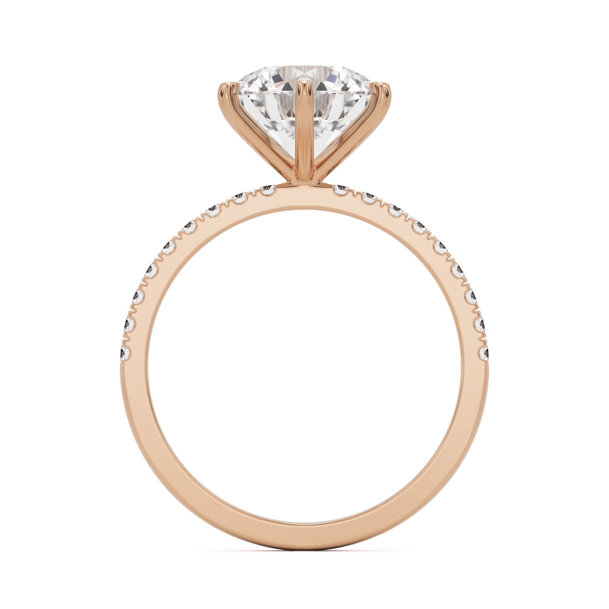 round solitaire pavé 14k rose gold