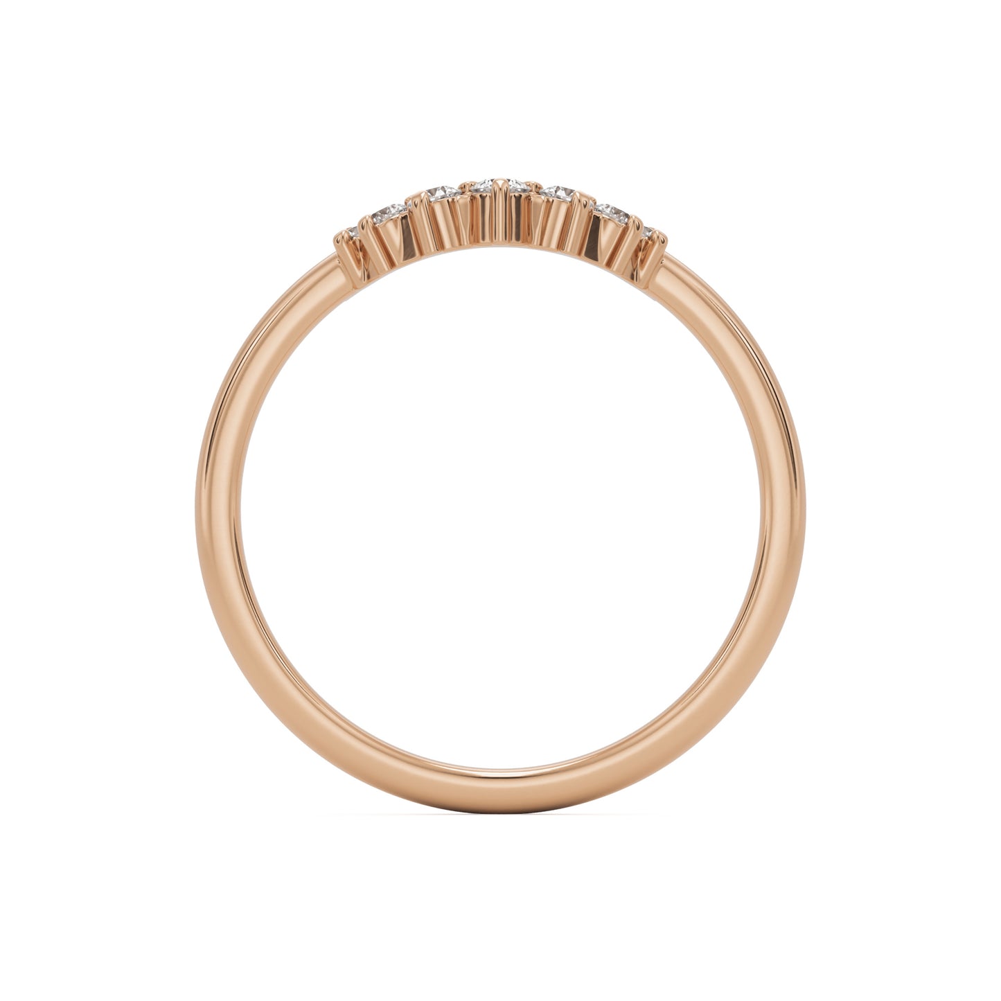 small curve pave wedding band 14k rose gold