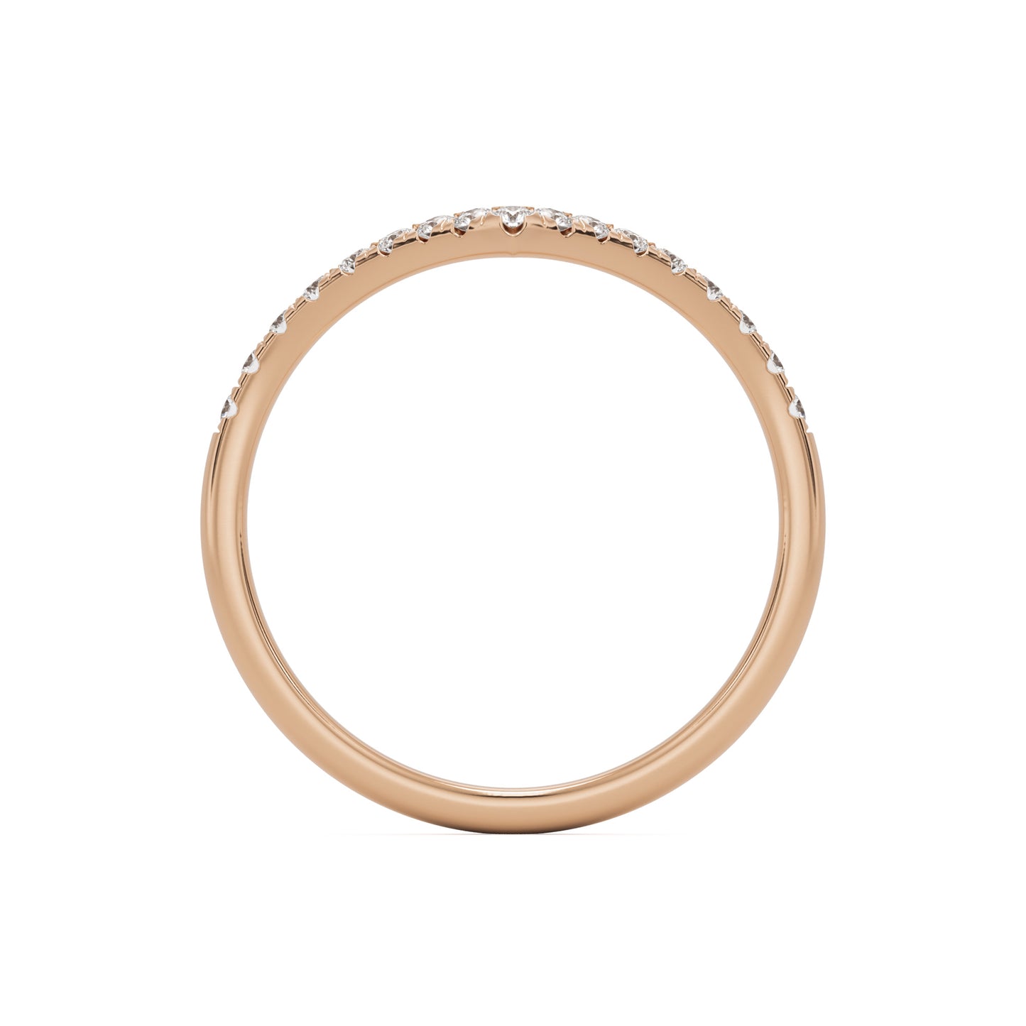 soft point pave wedding band 14k rose gold