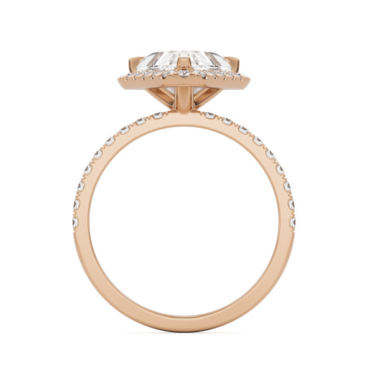 trillion halo pavé solitaire 14k rose gold