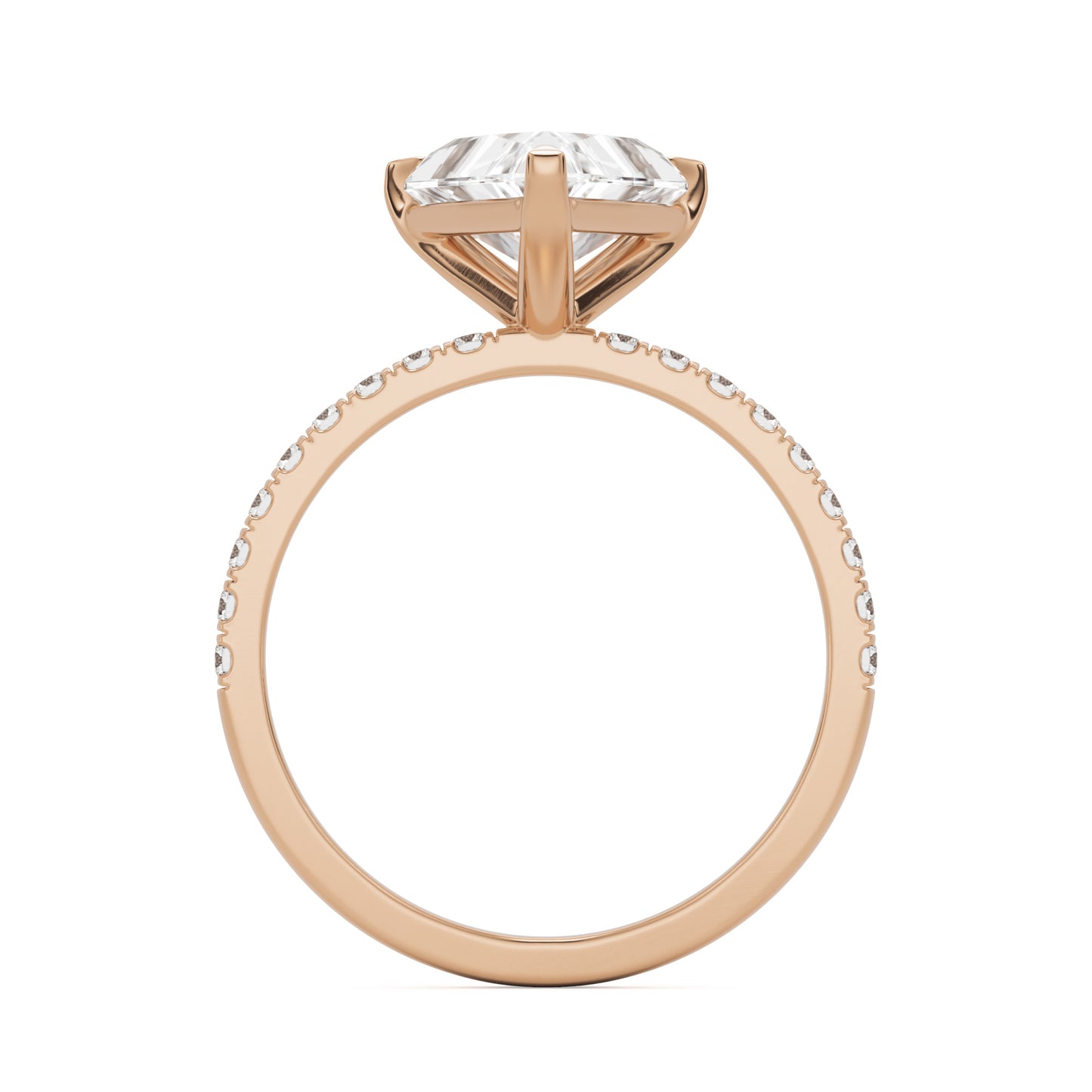 trillion pavé solitaire 14k rose gold