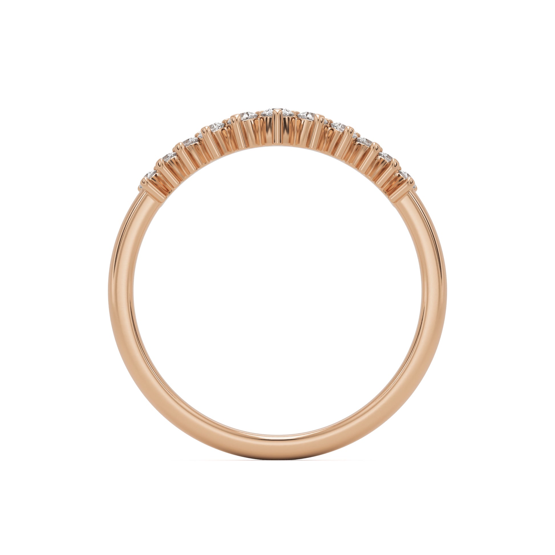 wide curve pave wedding band 14k rose gold