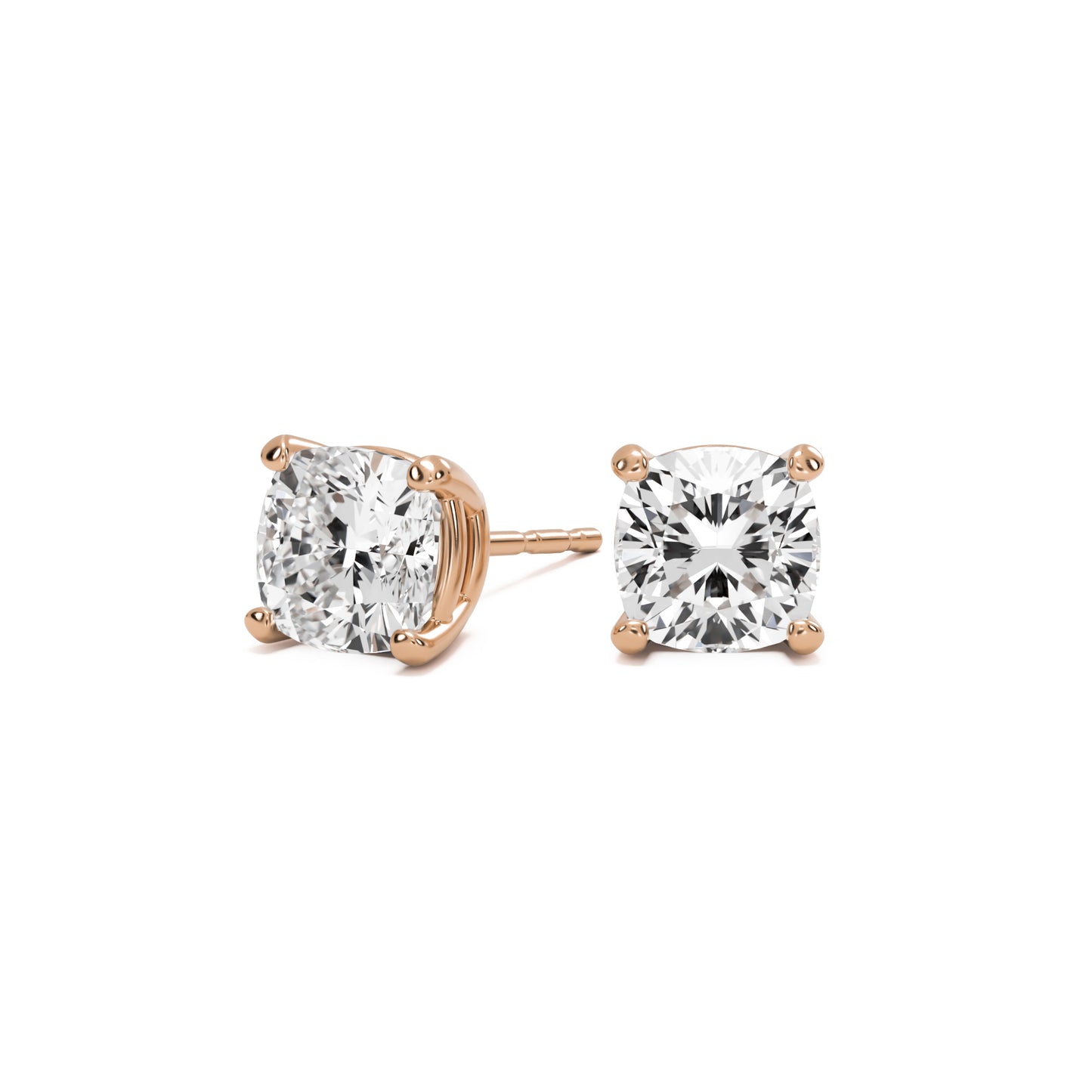 cushion stud earrings 14k rose gold