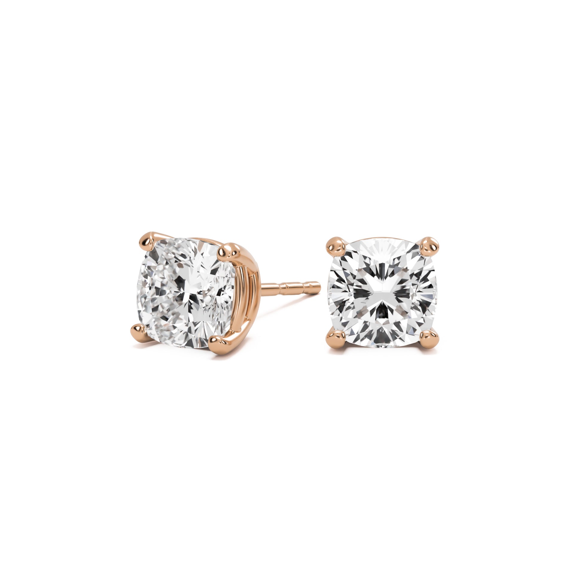 cushion stud earrings 14k rose gold