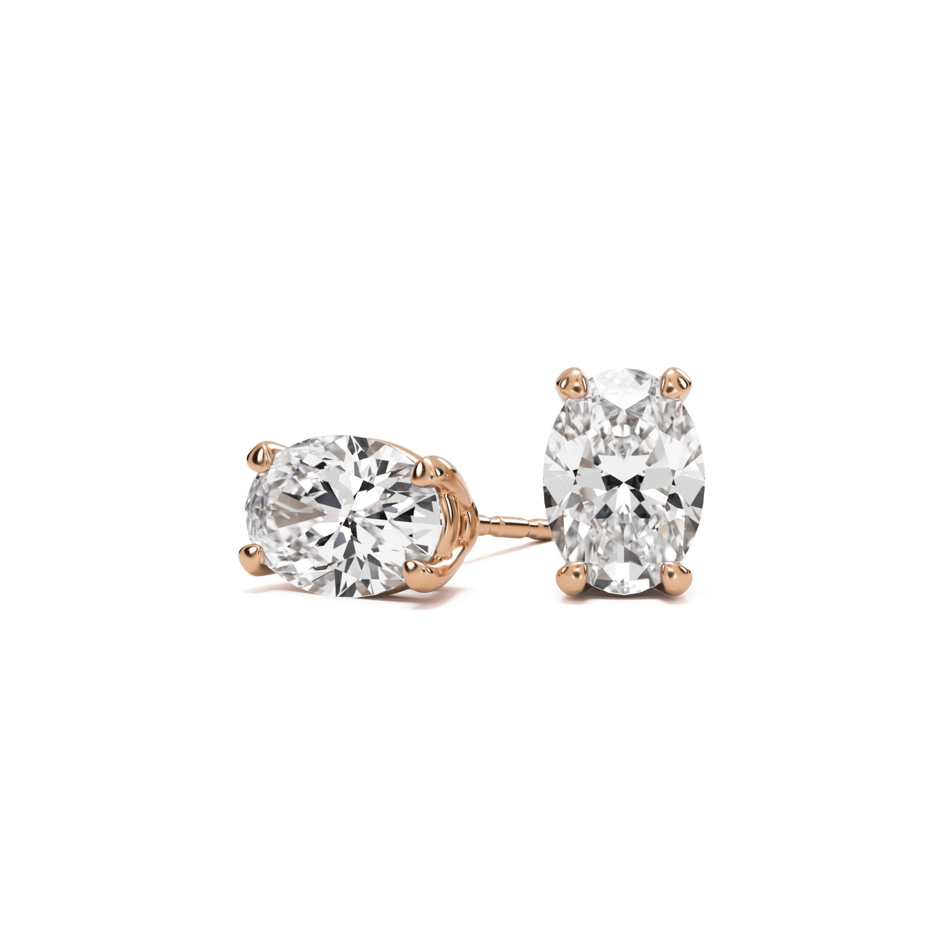 oval moissanite stud earrings 14k rose gold