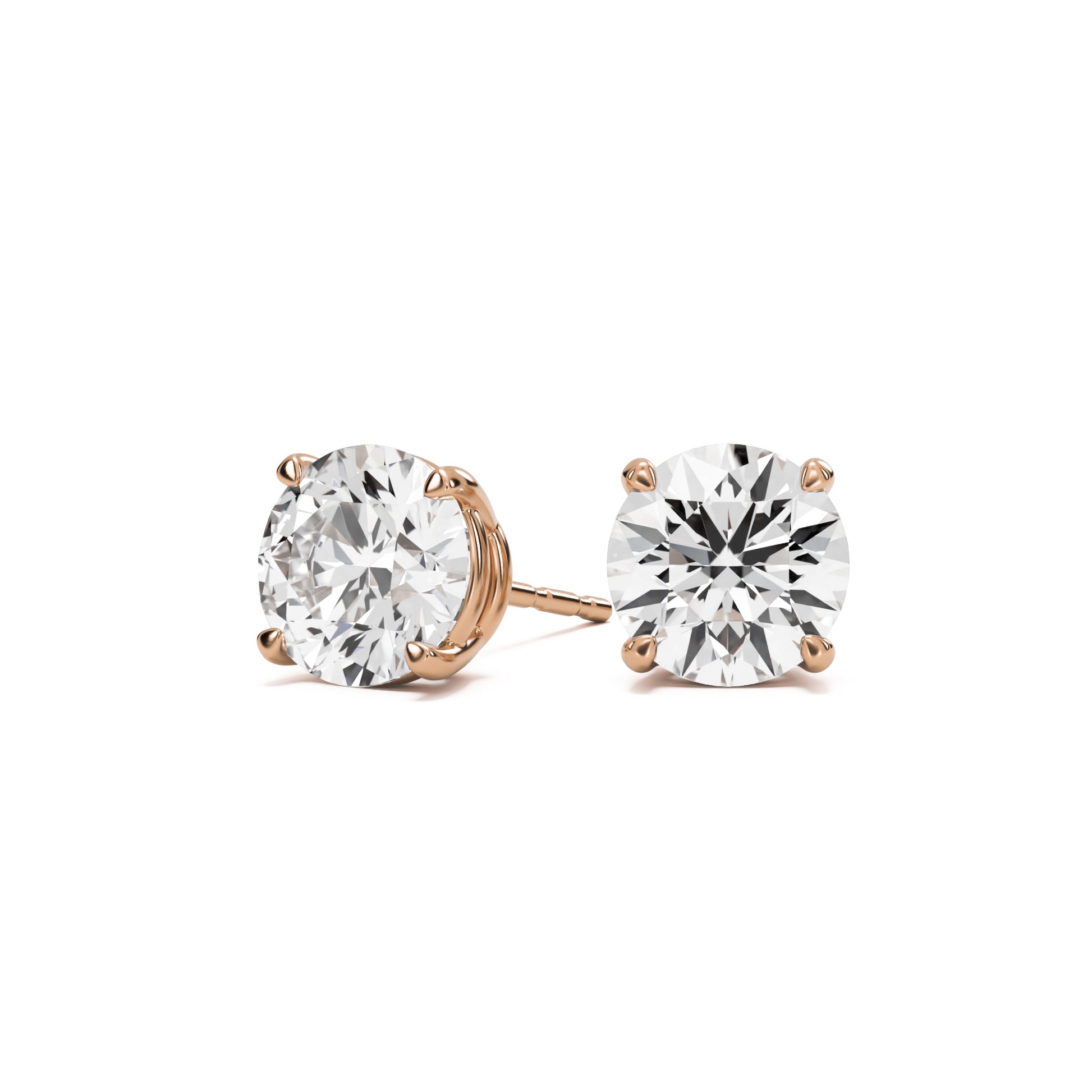 round moissanite stud earrings 14k rose gold