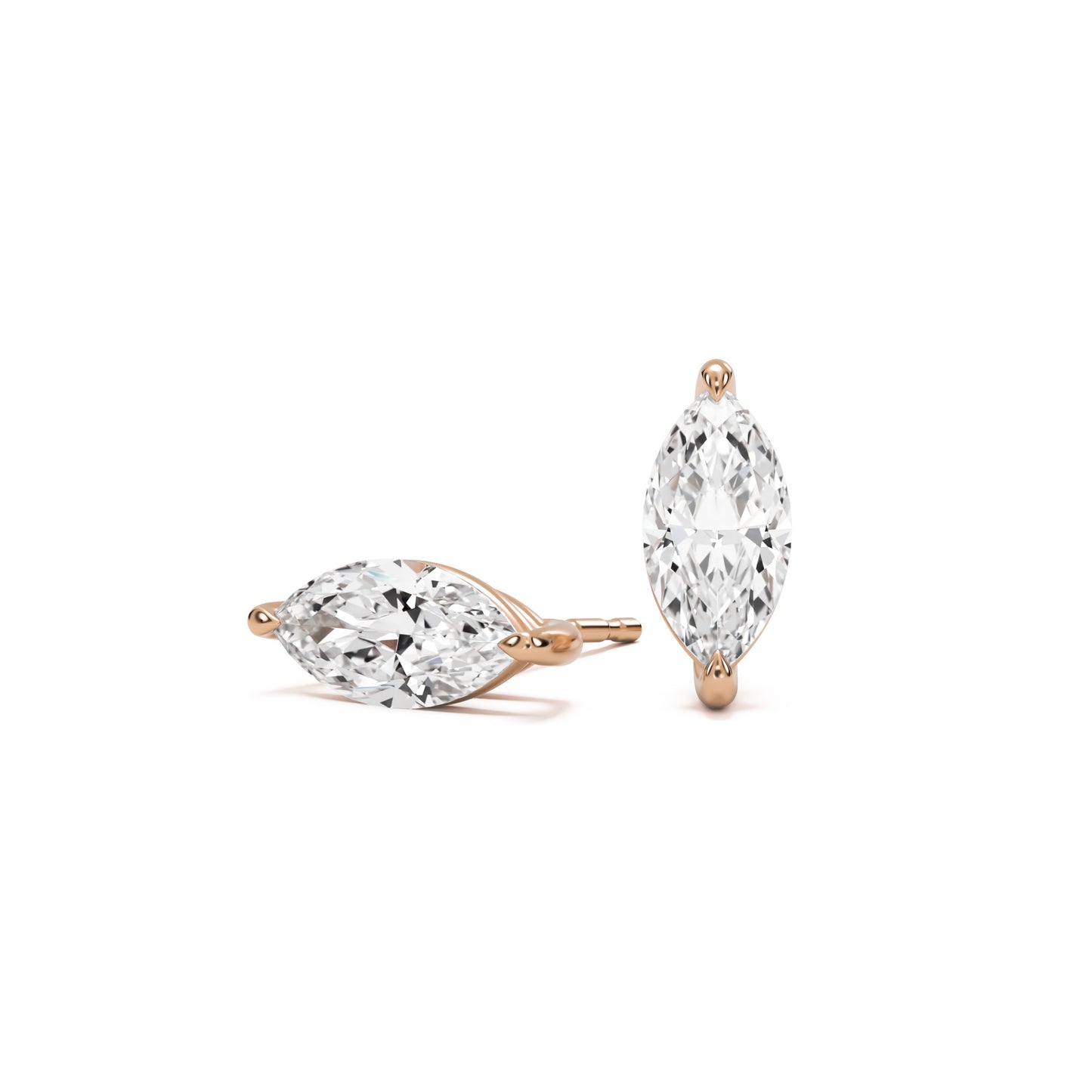 marquise diamond stud earrings 14k rose gold