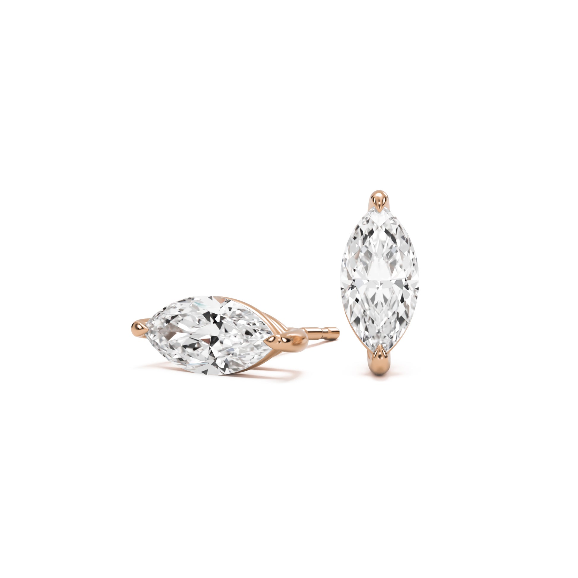 marquise diamond stud earrings 14k rose gold
