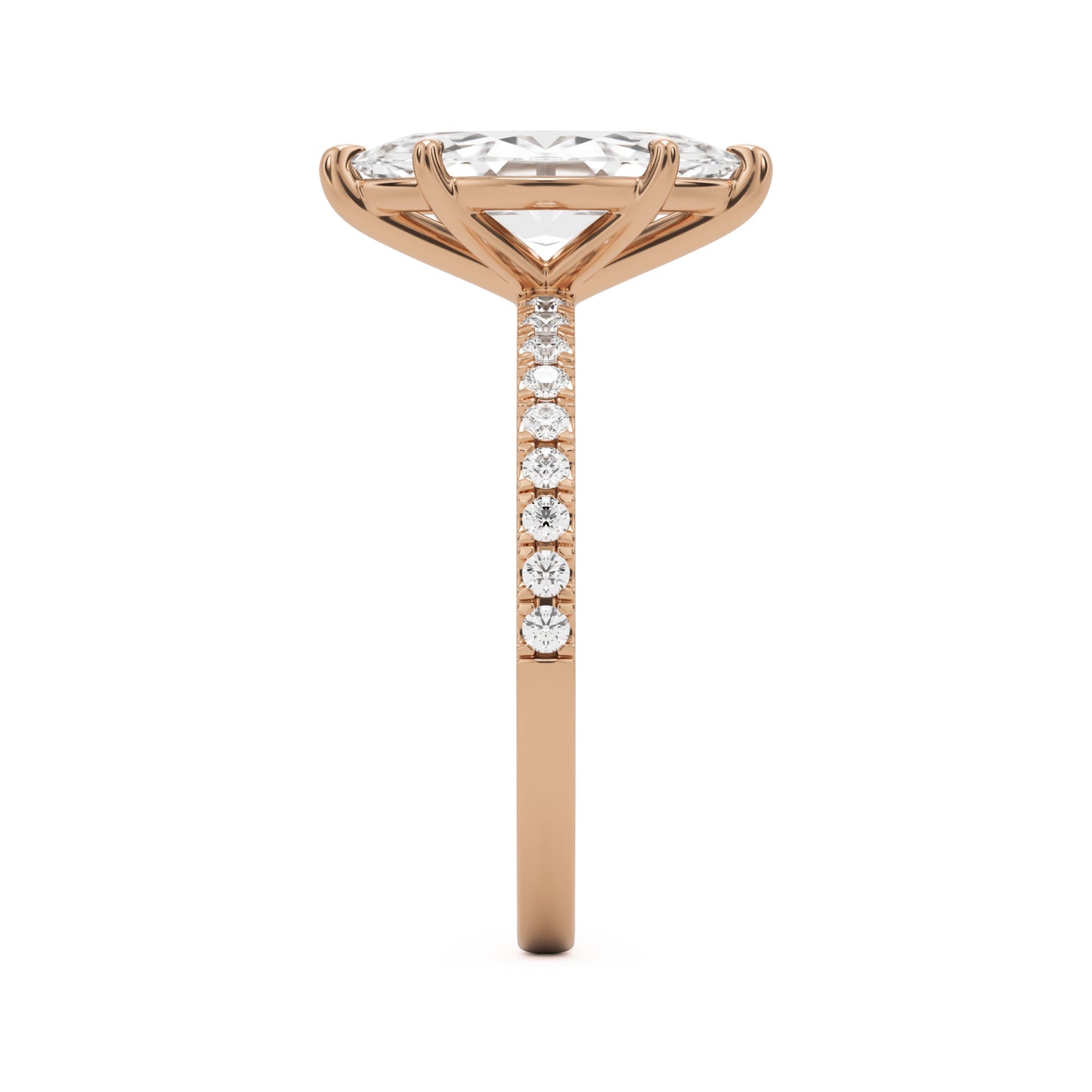 marquise moissanite pavé solitaire 14k rose gold