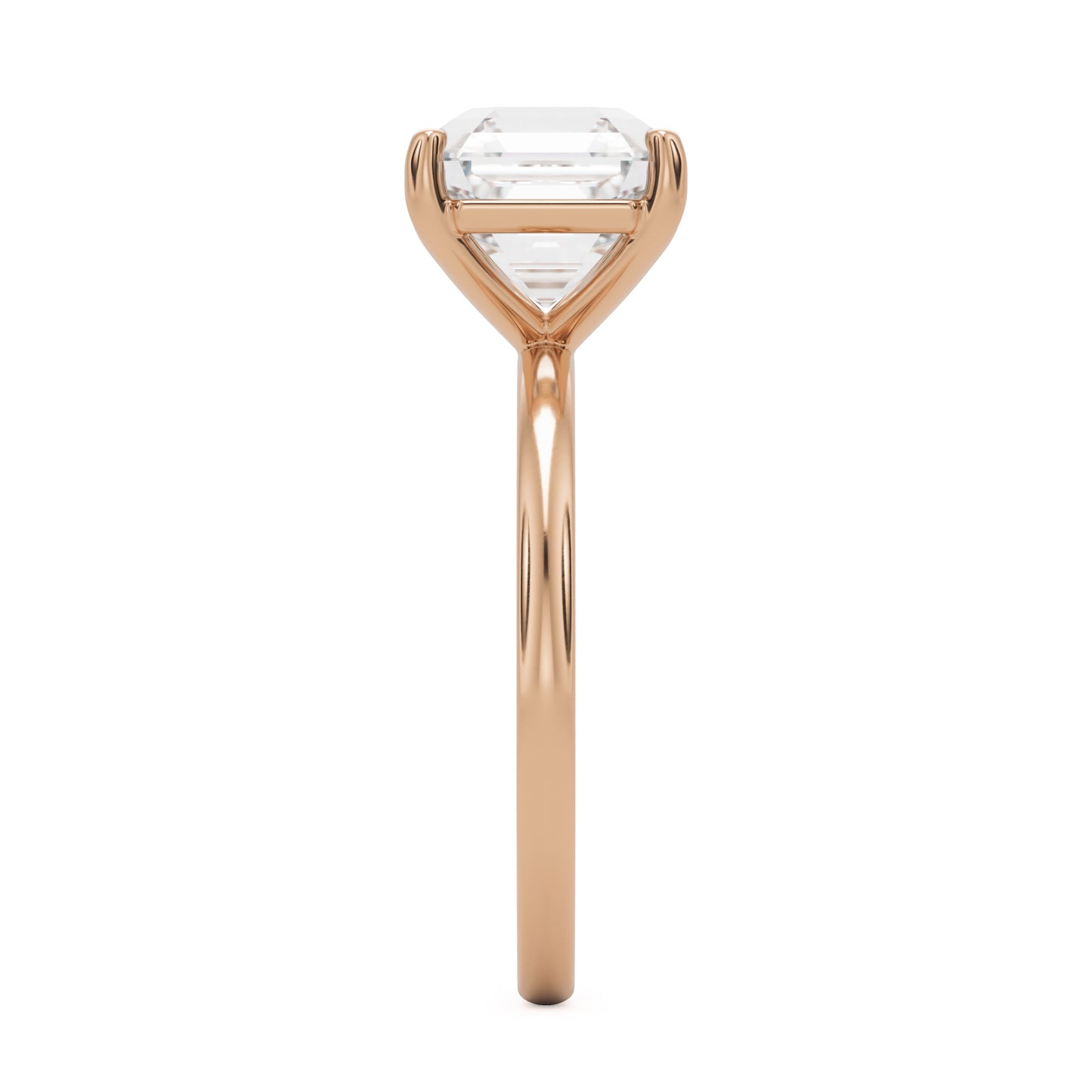 asscher plain 14k rose gold