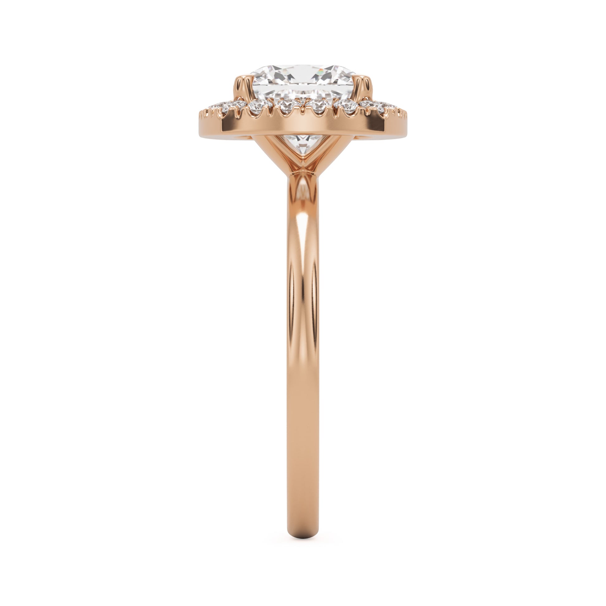 cushion halo 14k rose gold