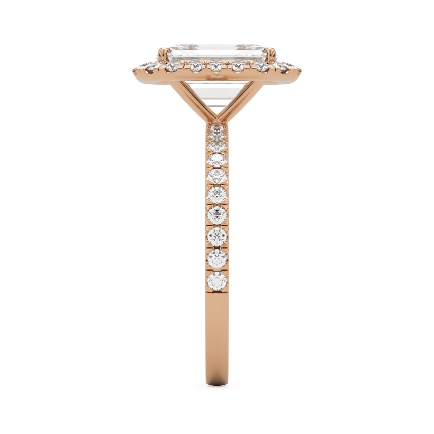 emerald halo pavé 14K rose gold