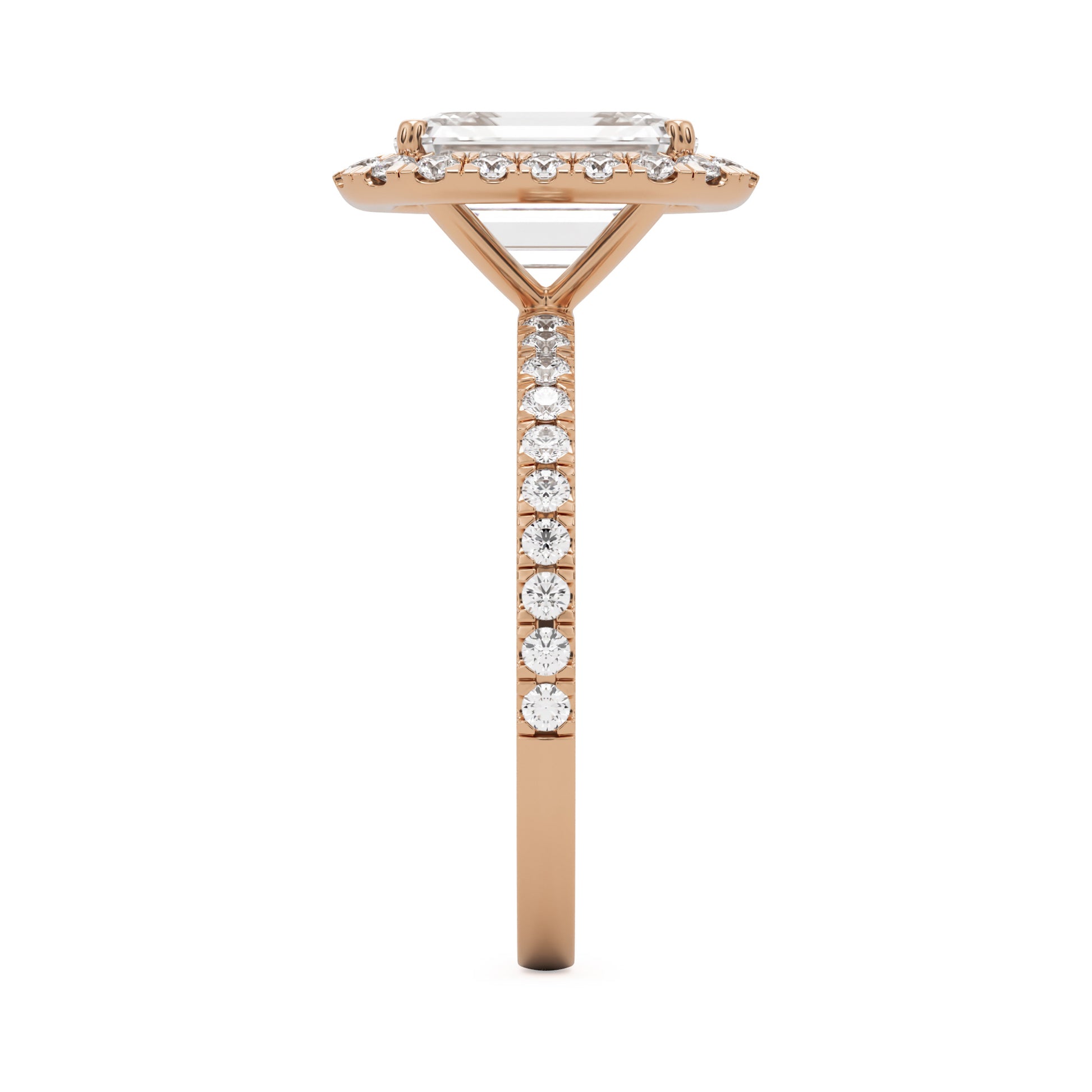emerald halo pavé 14K rose gold