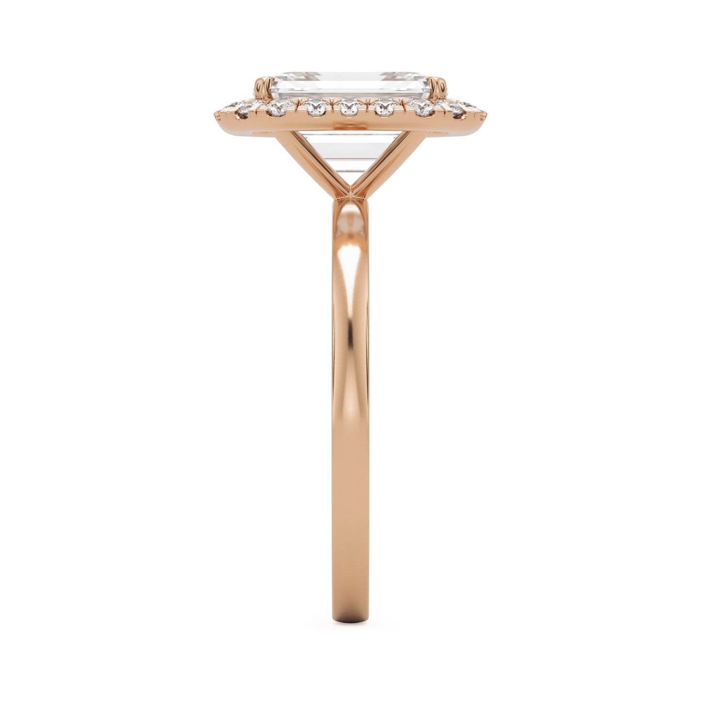 emerald halo 14K rose gold