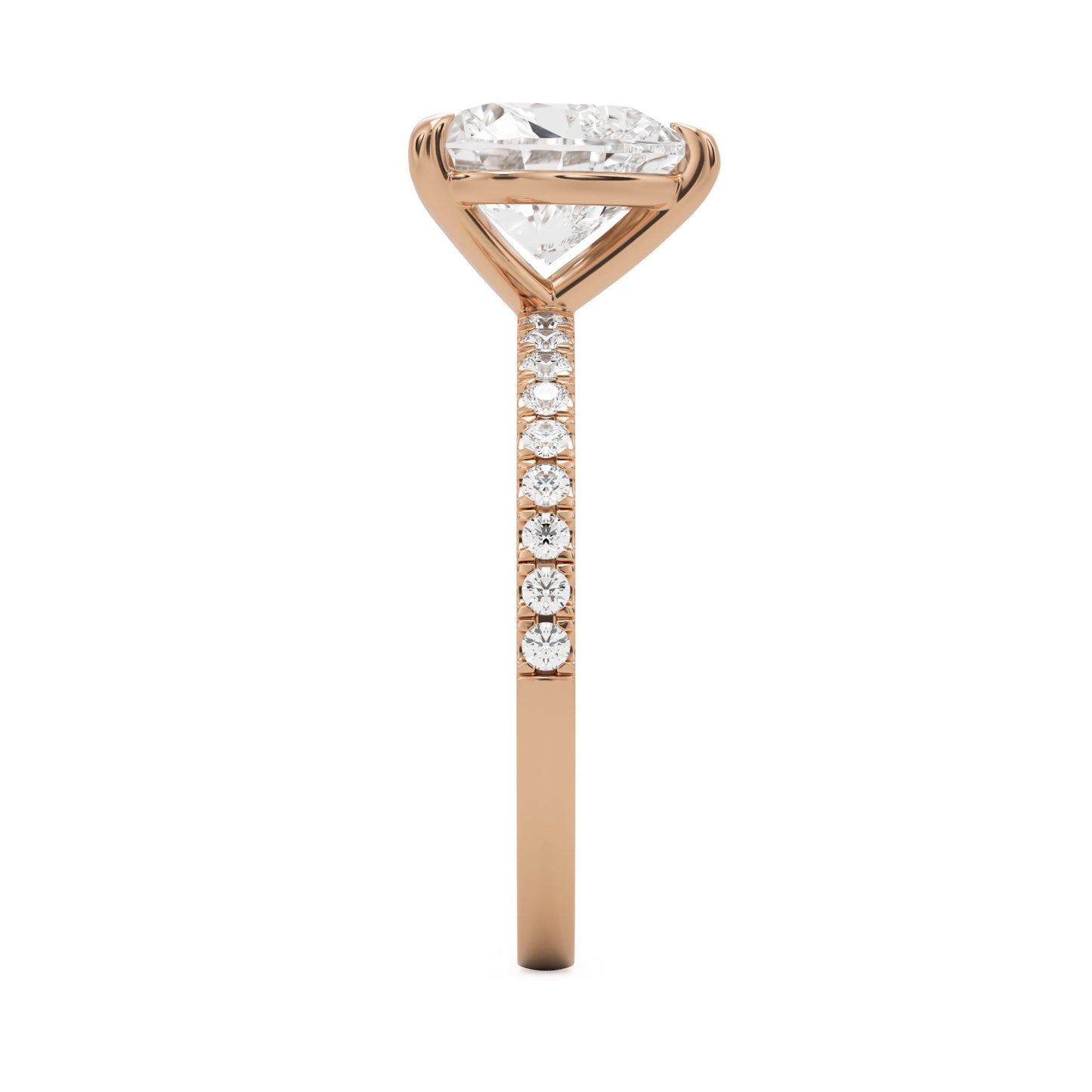 heart moissanite pavé solitaire 14k rose gold