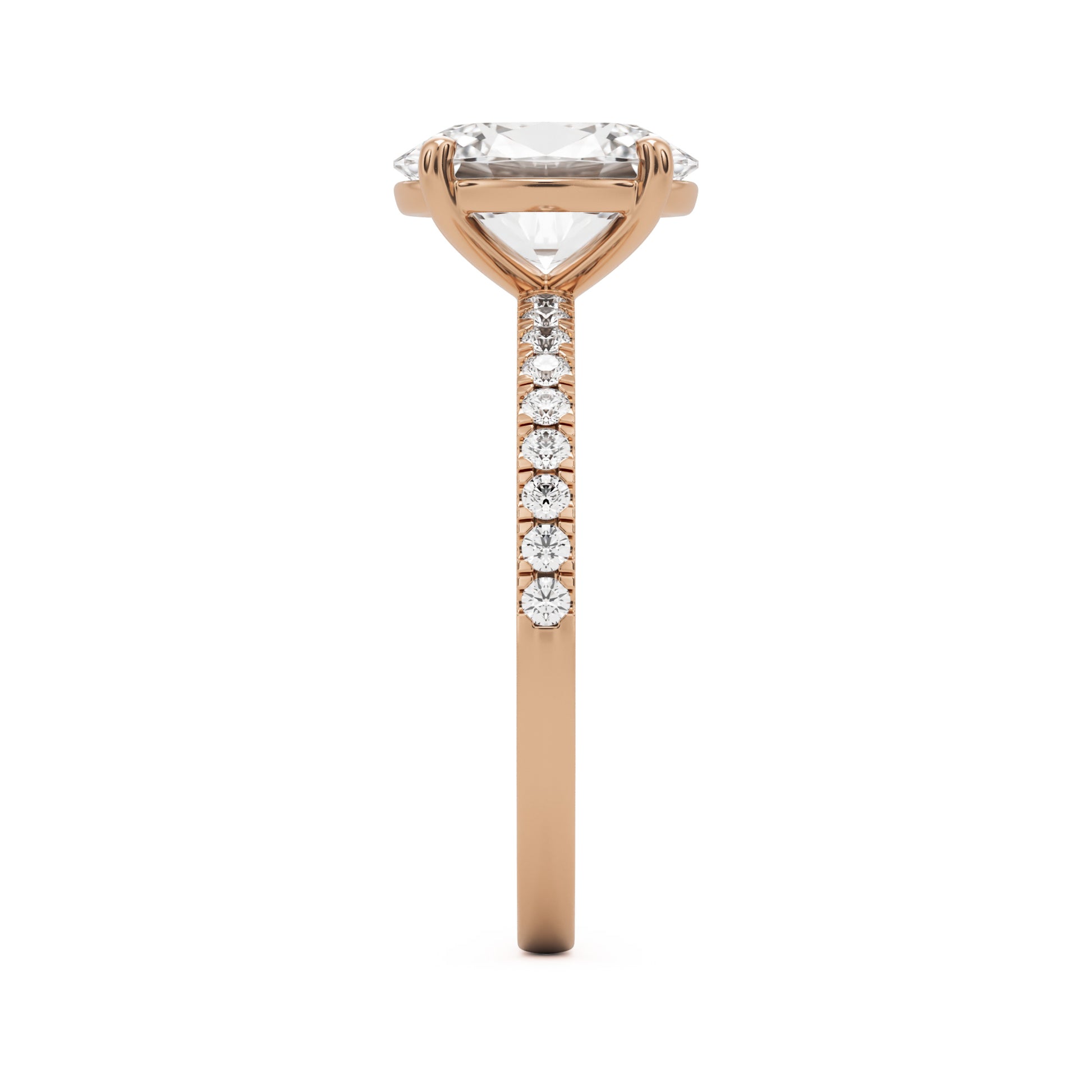 oval solitaire pave 14k rose gold