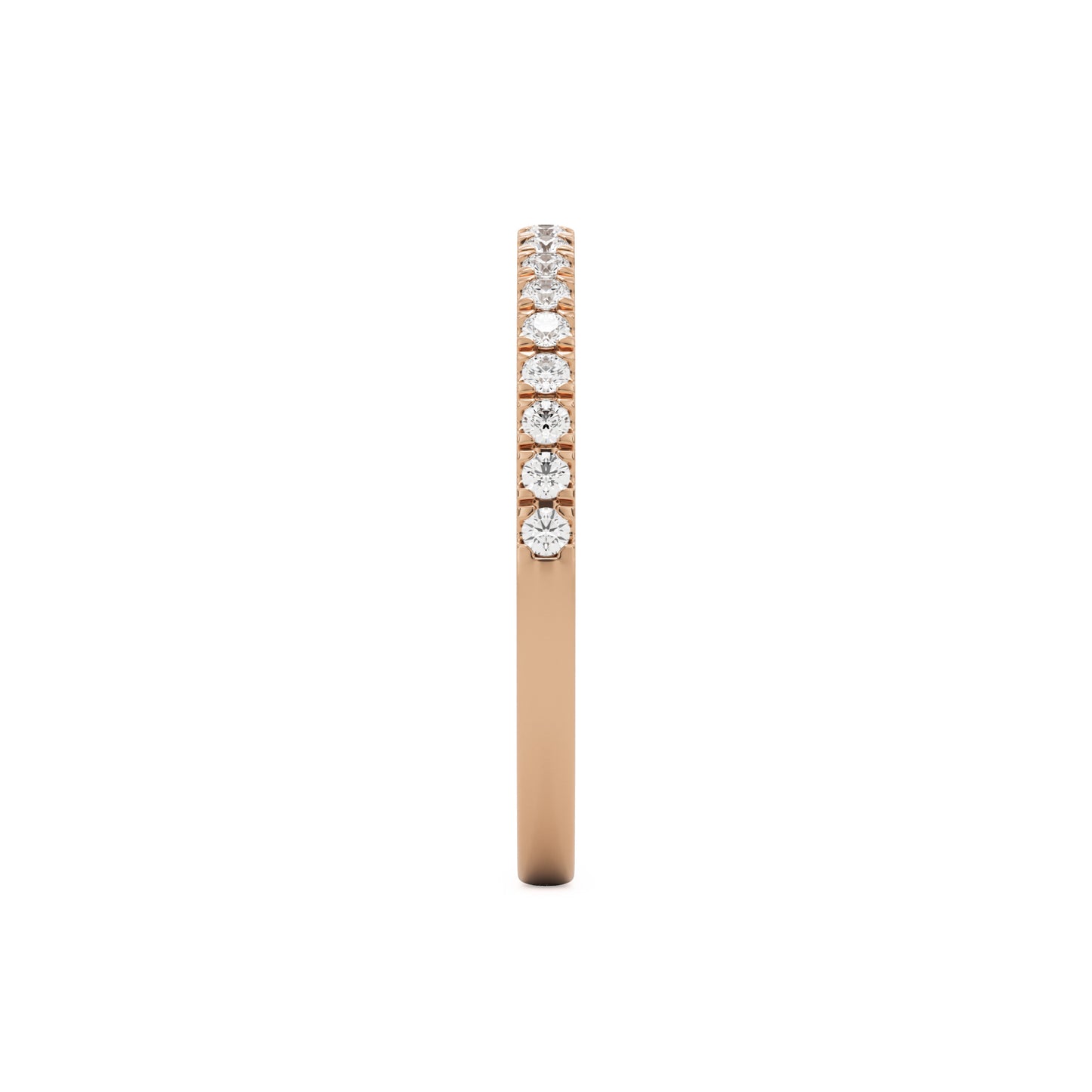 pave wedding band 14k rose gold