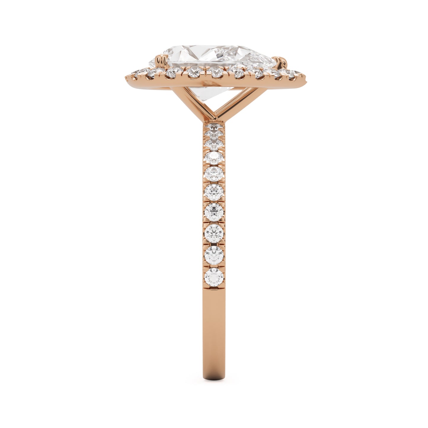 pear halo pavé 14k rose gold