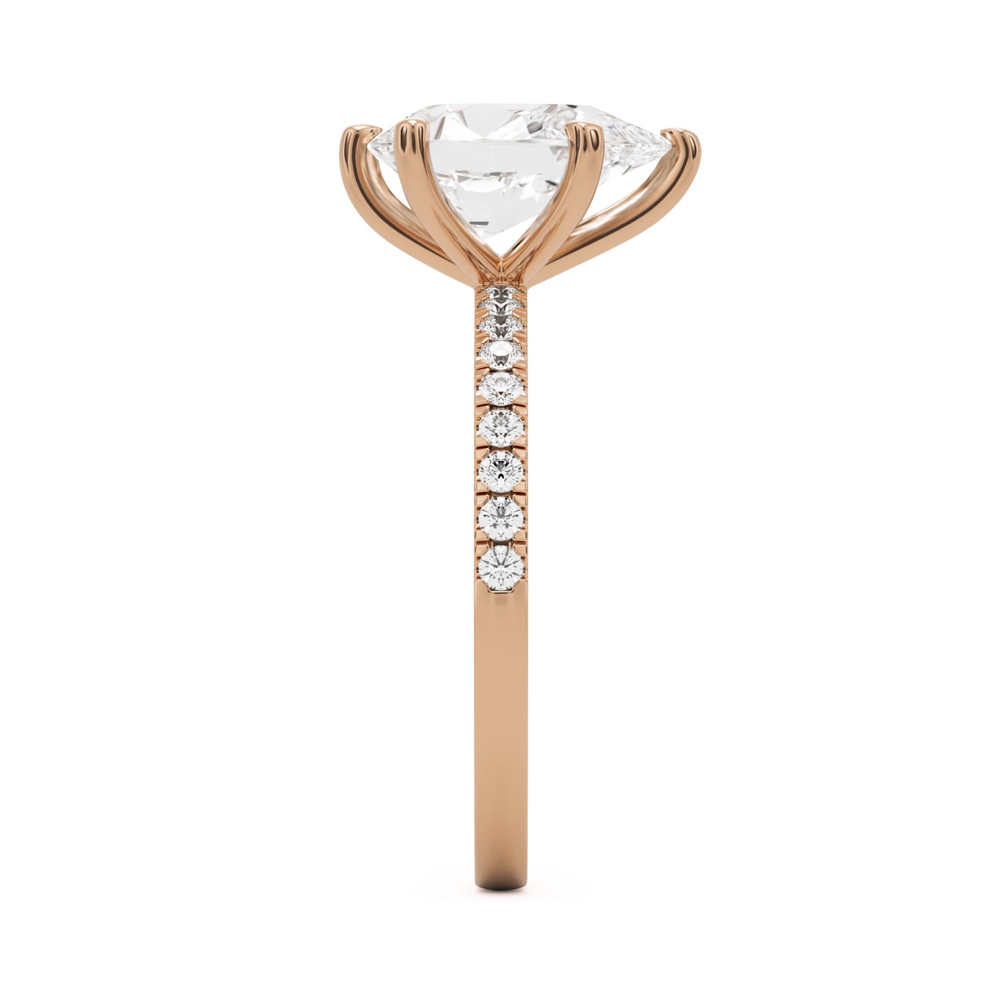 pear solitaire pavé 14k rose gold
