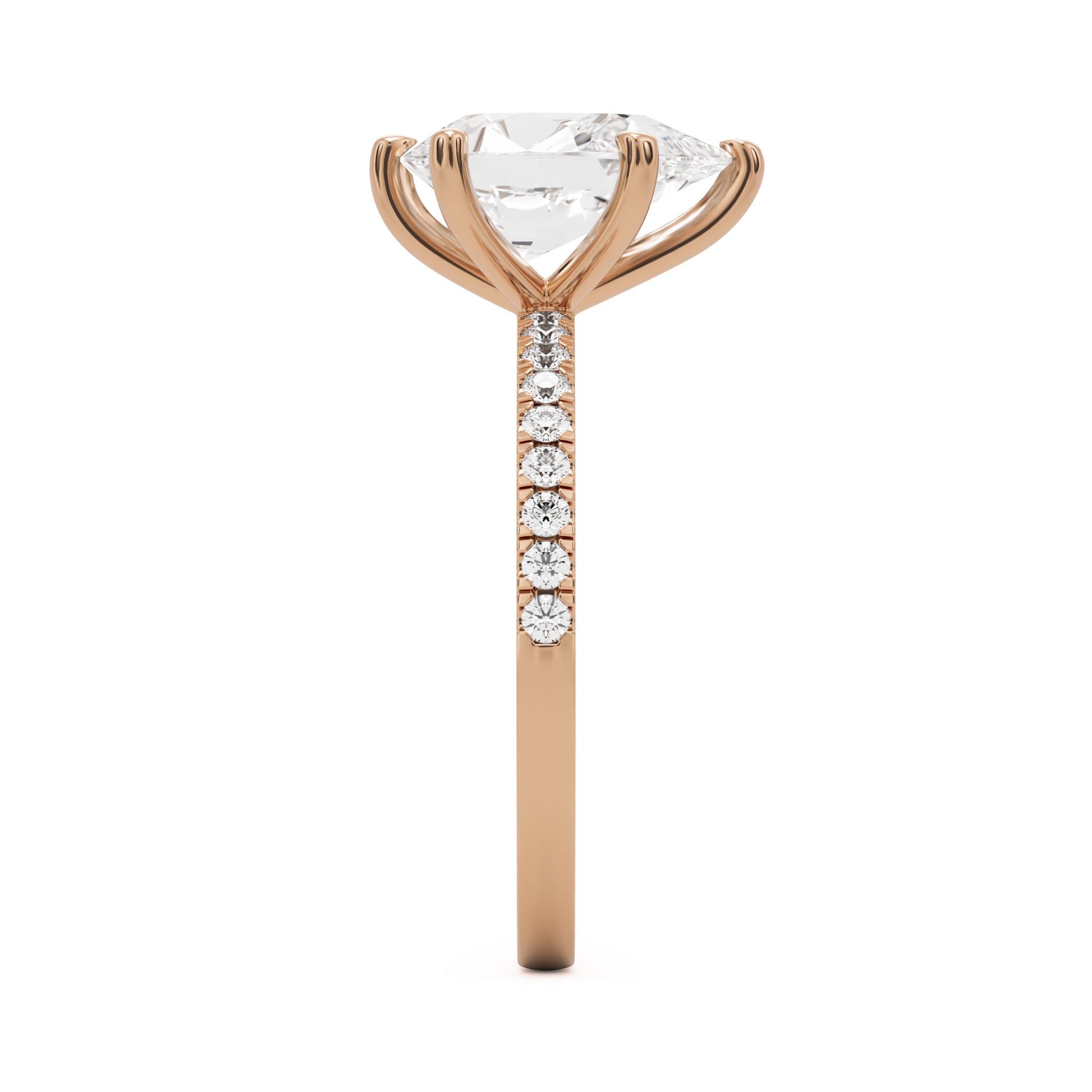 pear solitaire pavé 14k rose gold