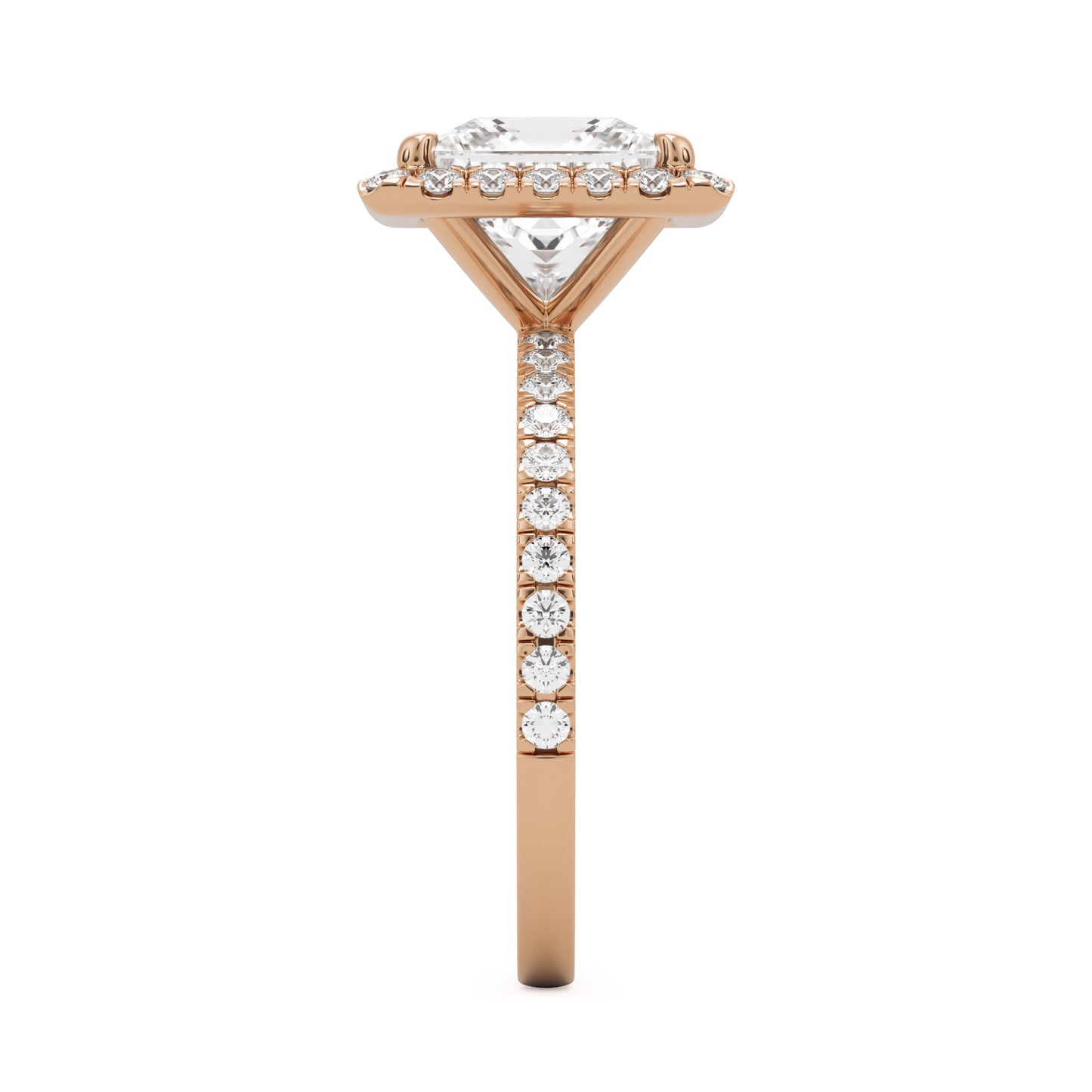 princess halo pavé 14K rose gold