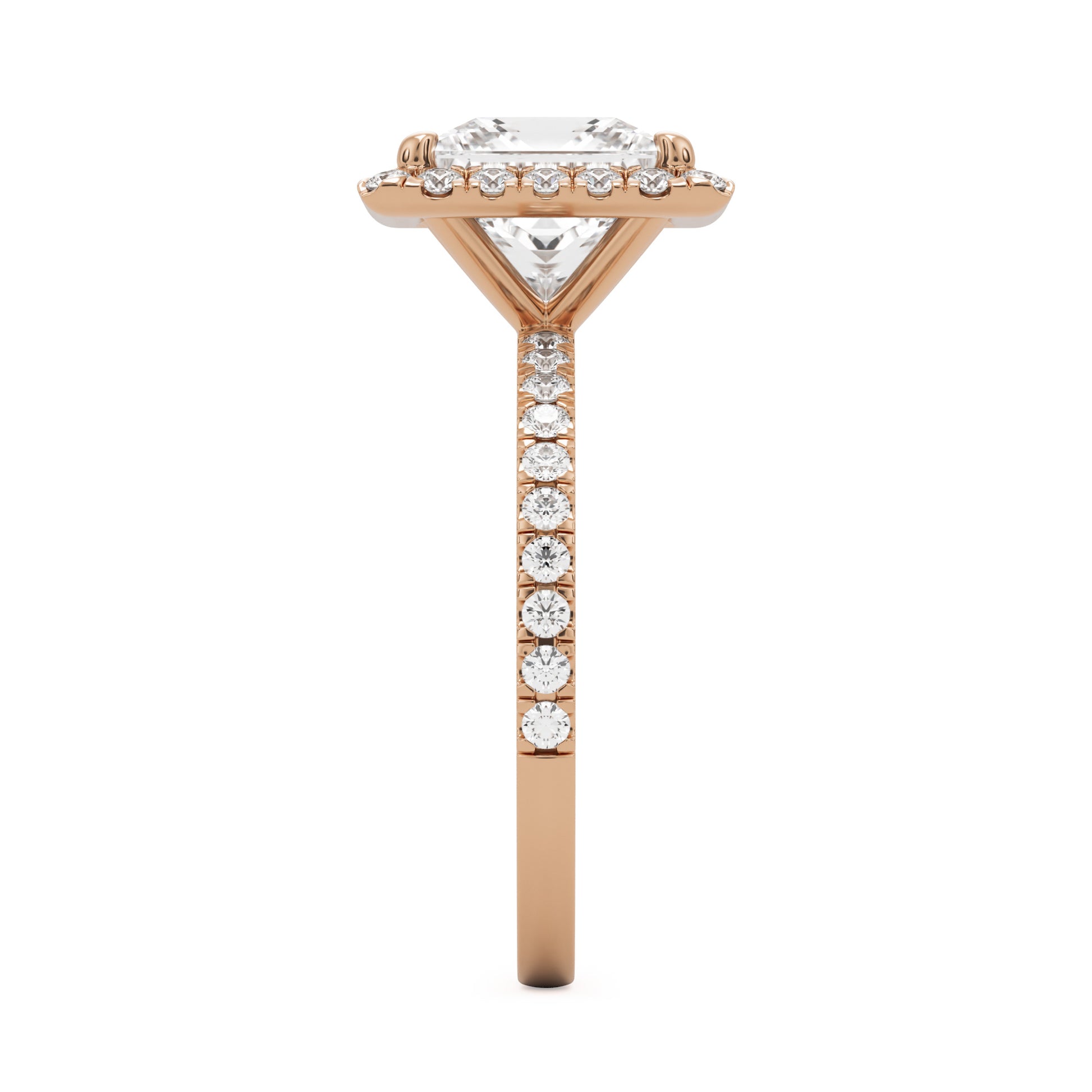 princess halo pavé 14K rose gold