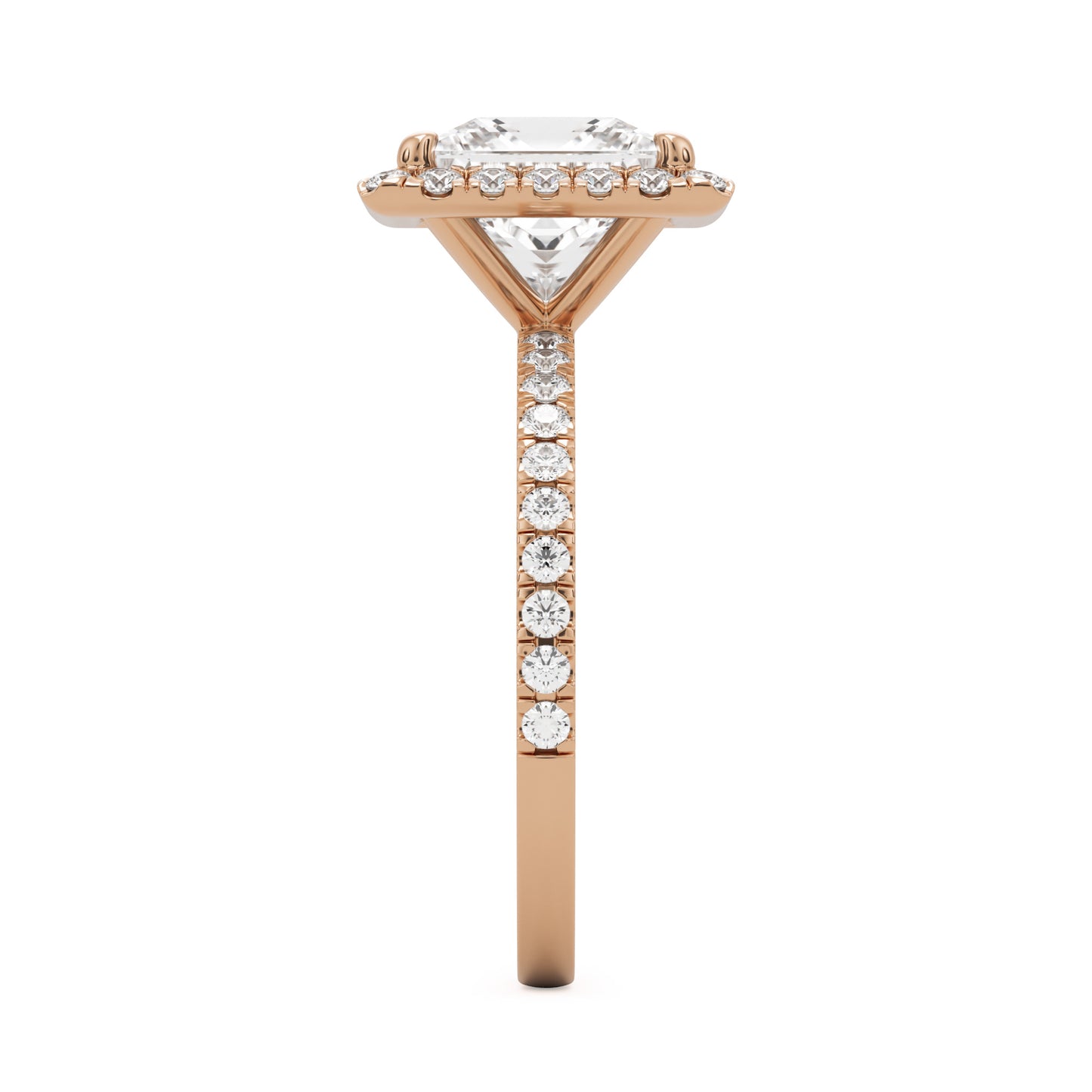 princess halo pavé 14K rose gold