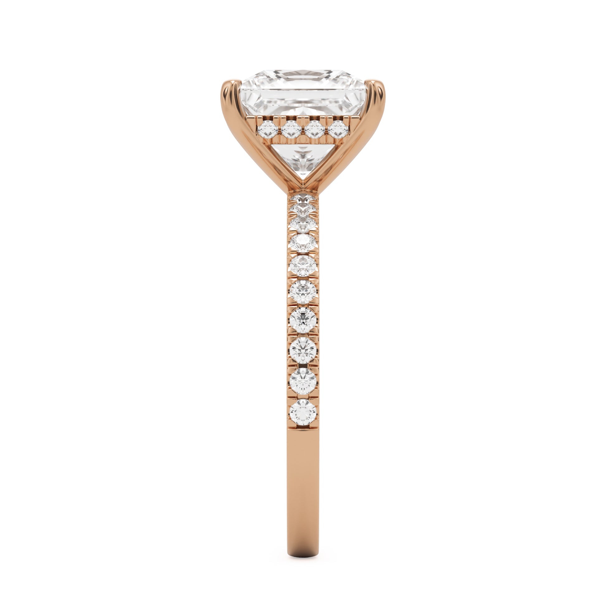princess hidden halo pavé 14K rose gold
