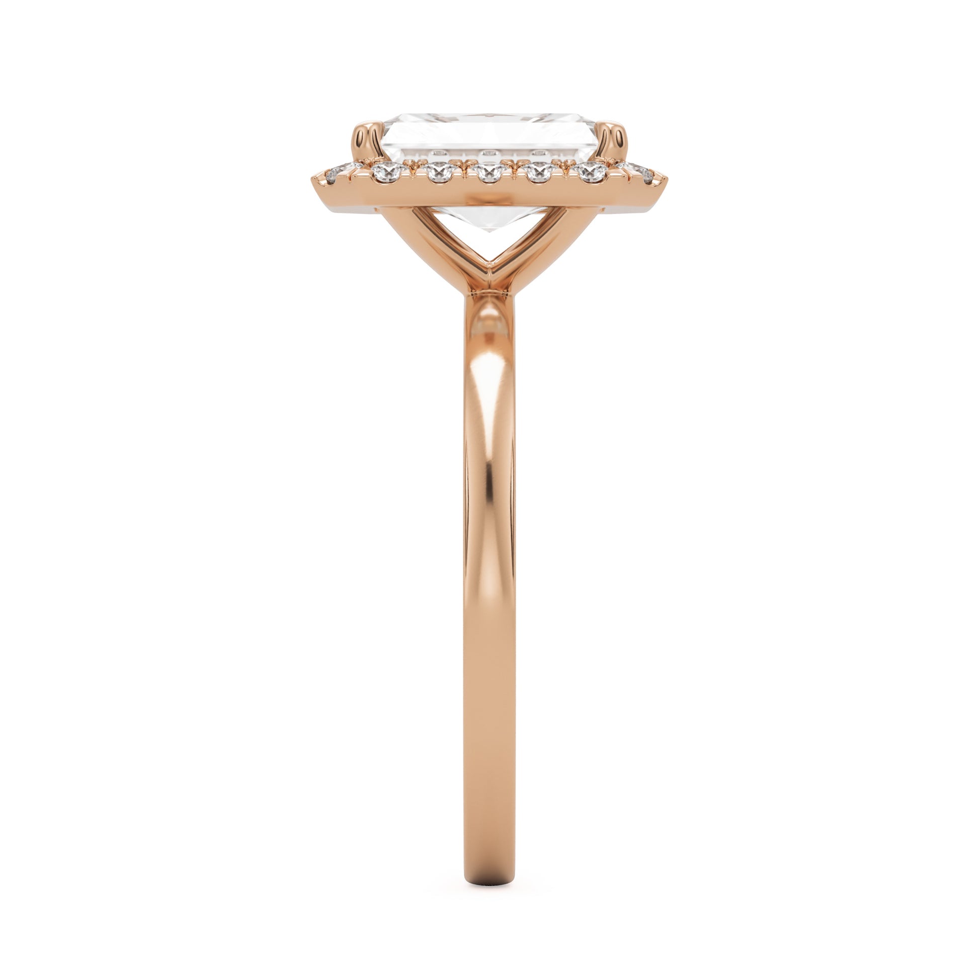radiant moissanite halo 14k rose gold
