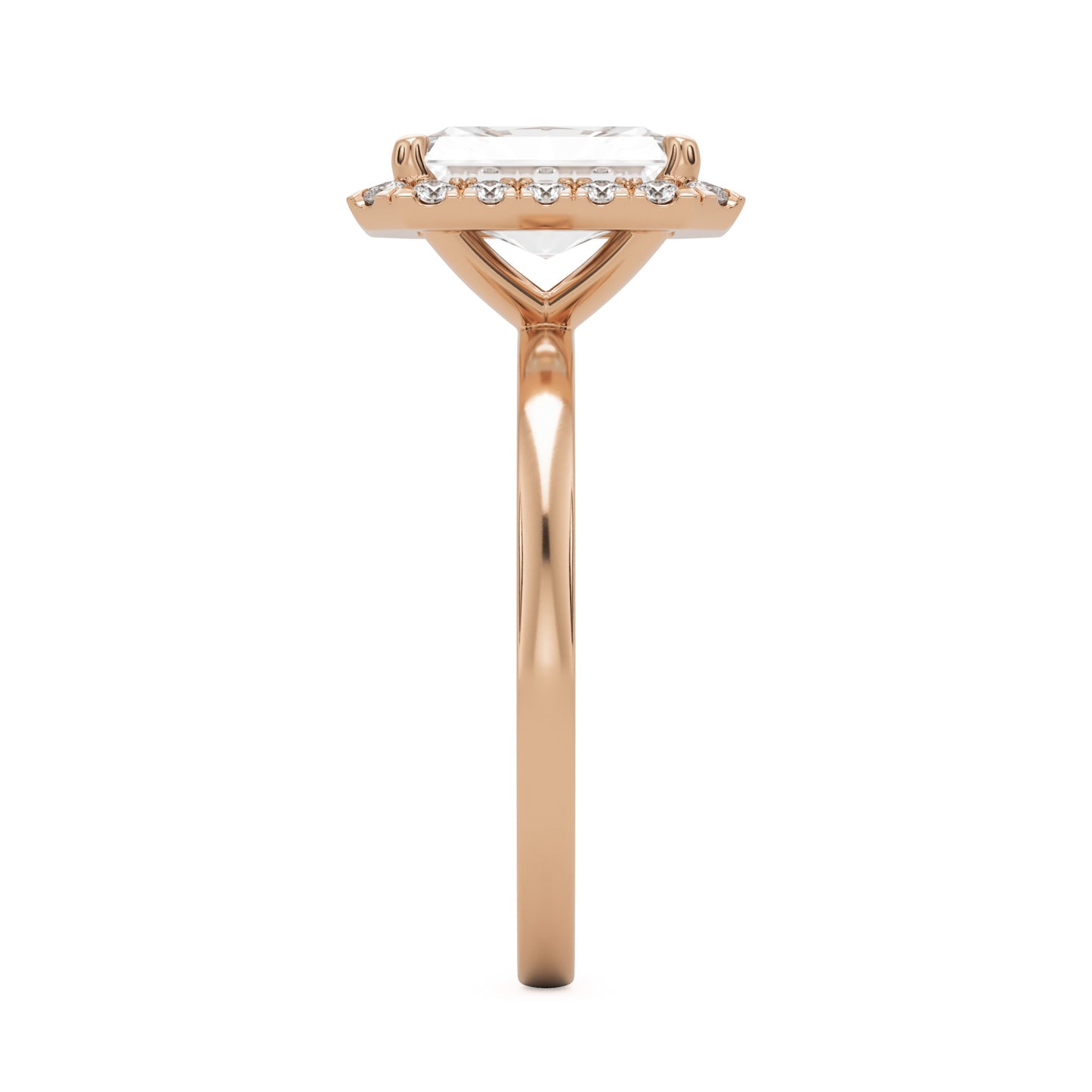 radiant moissanite halo 14k rose gold