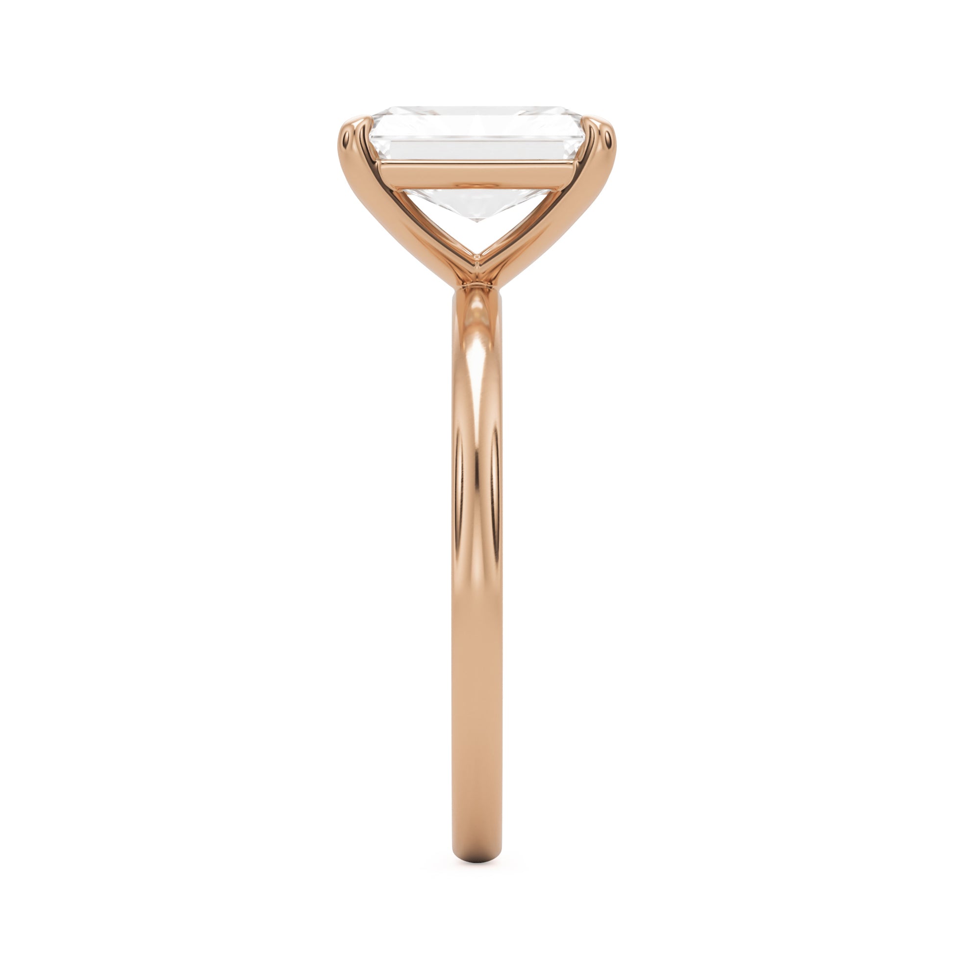 radiant moissanite plain 14k rose gold