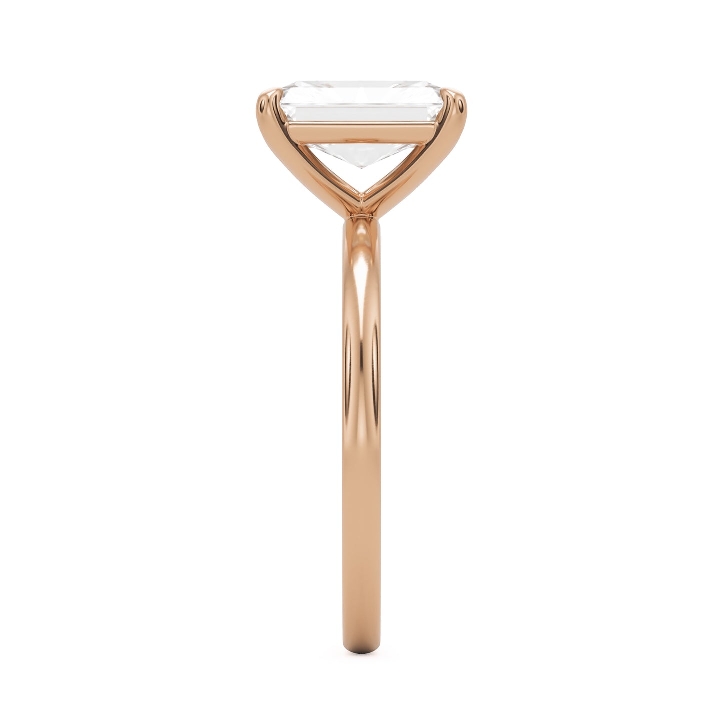 radiant moissanite plain 14k rose gold