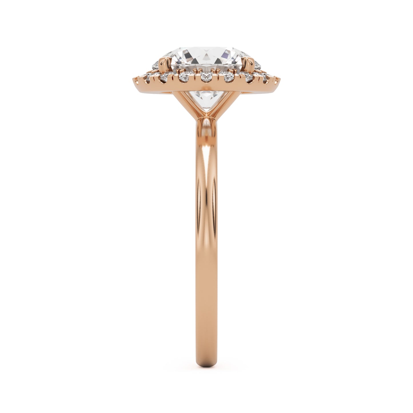 round solitaire halo 14K rose gold