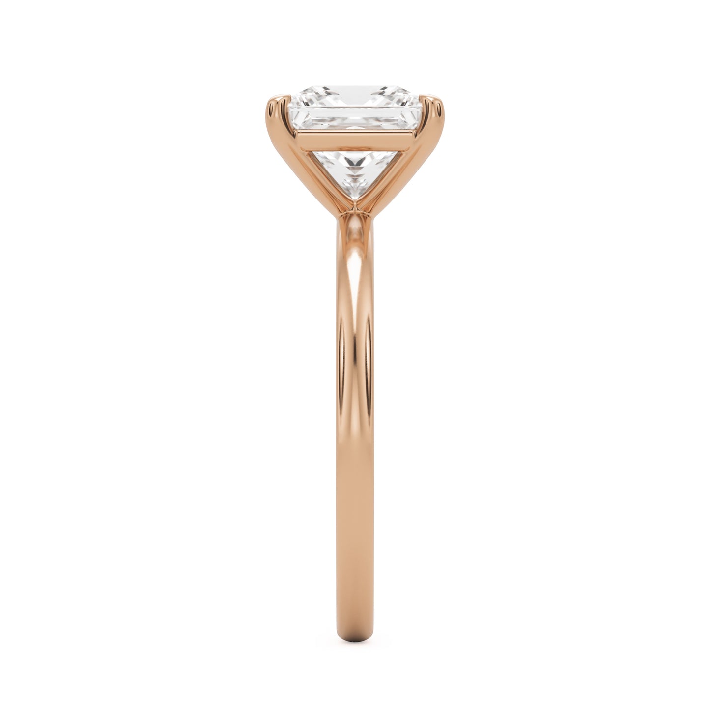 square moissanite plain 14k rose gold