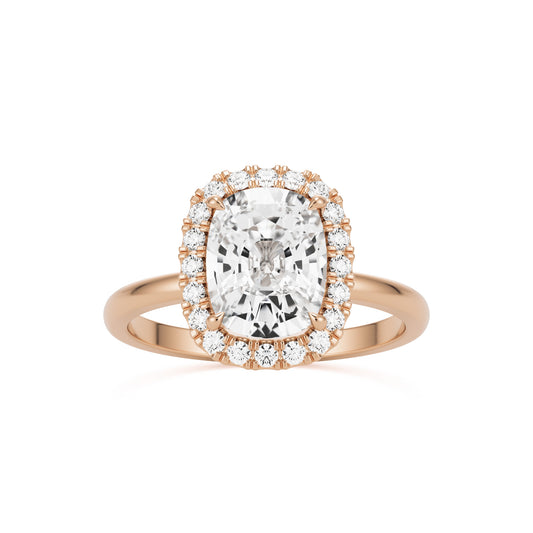 moissanite elongated cushion halo 14k rose gold