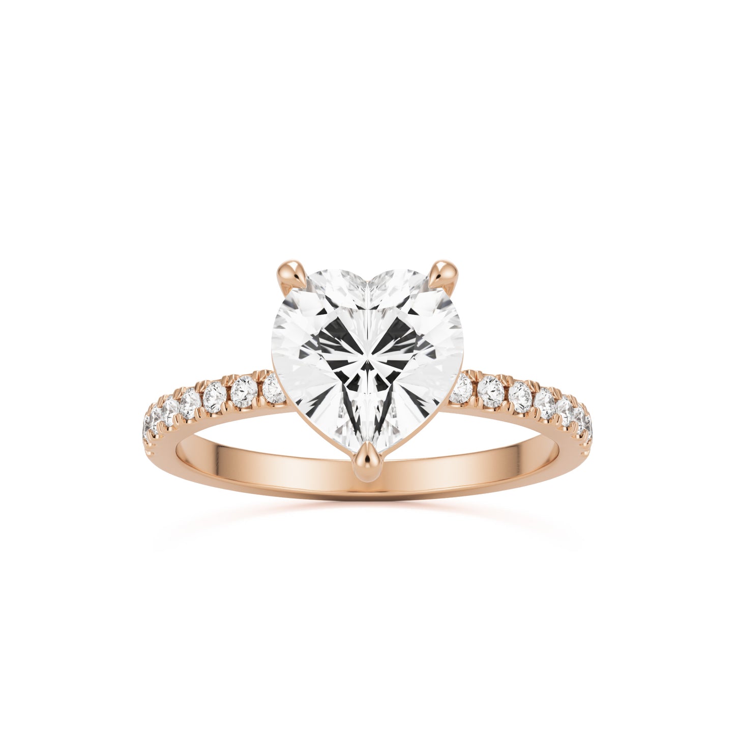 heart moissanite pavé solitaire 14k rose gold