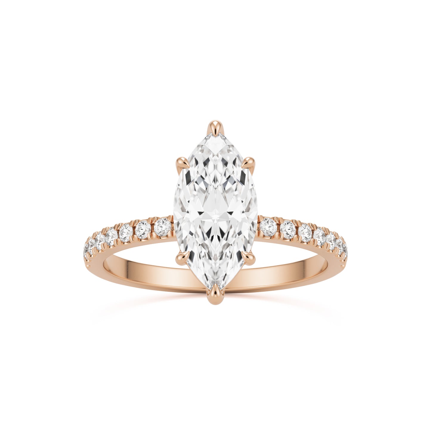 marquise moissanite pavé solitaire 14k rose gold