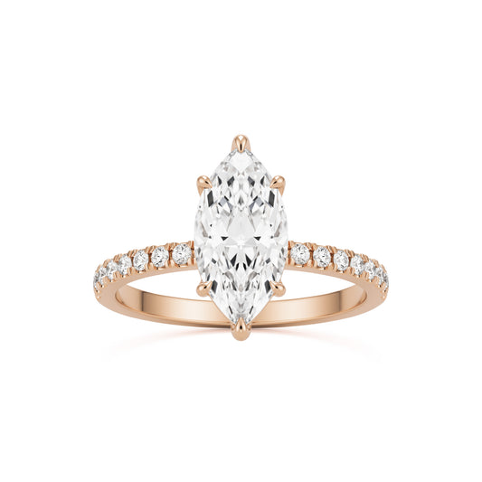 marquise moissanite pavé solitaire 14k rose gold