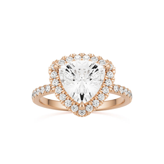 trillion halo pavé solitaire 14k rose gold