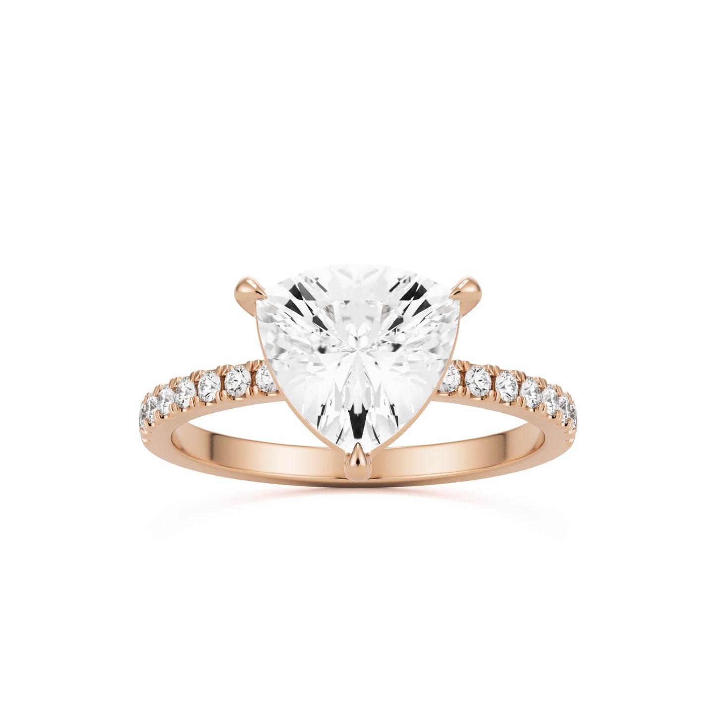 trillion pavé solitaire 14k rose gold