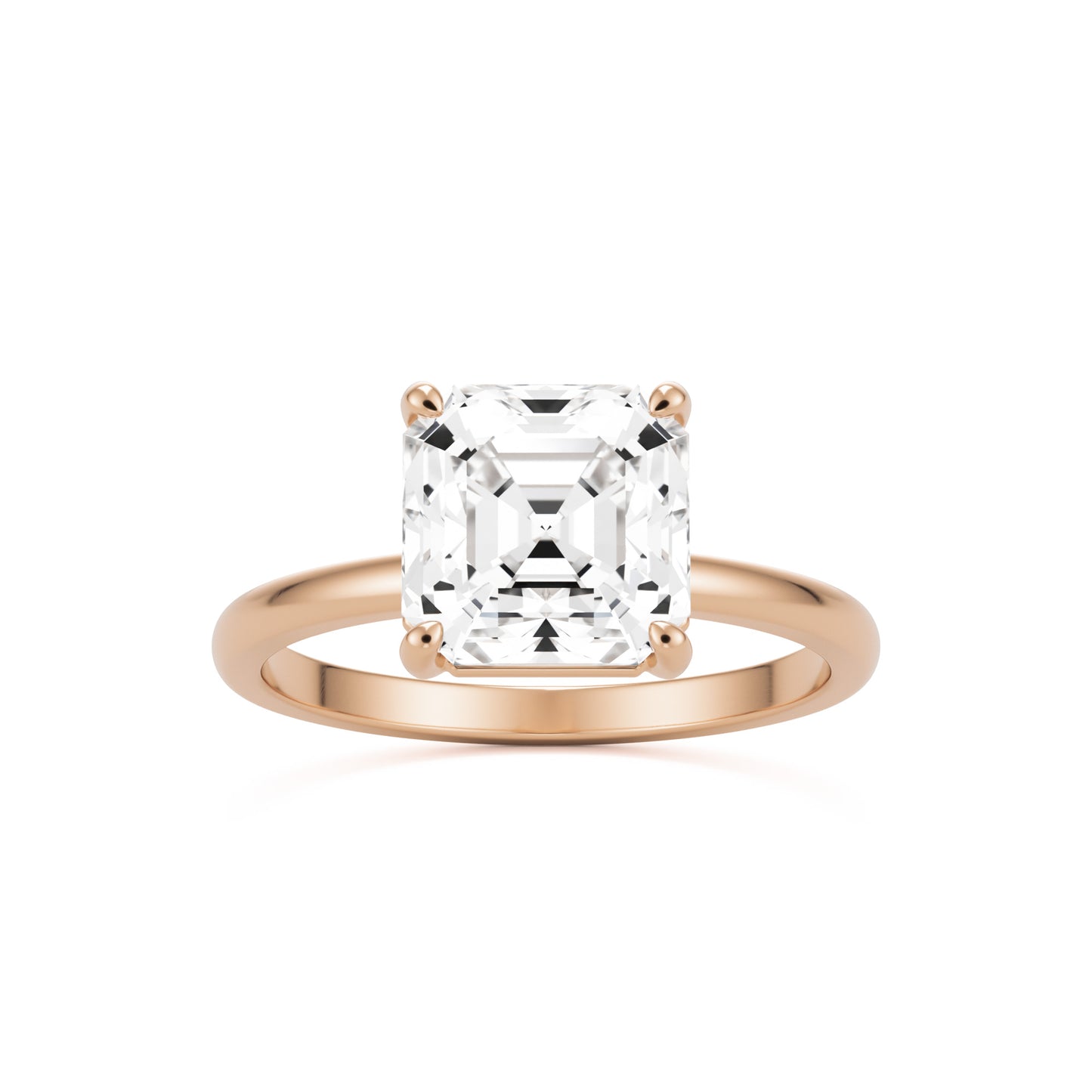asscher plain 14k rose gold